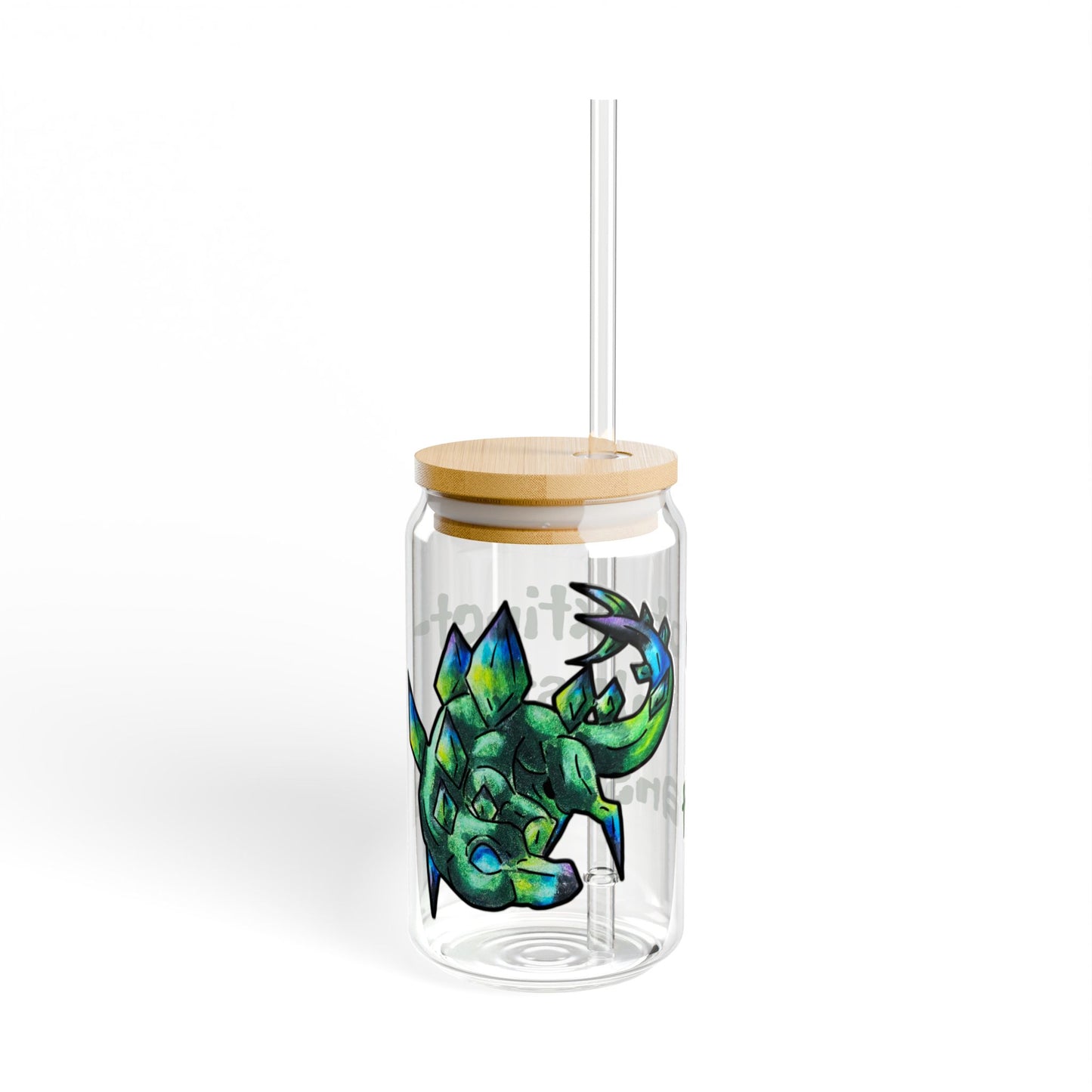 Chibi Arith the Stegosaurus-Not extinct, transformed- Chibi Dinosaur Art- Prehistoric Creature- Glass Tumbler 16oz