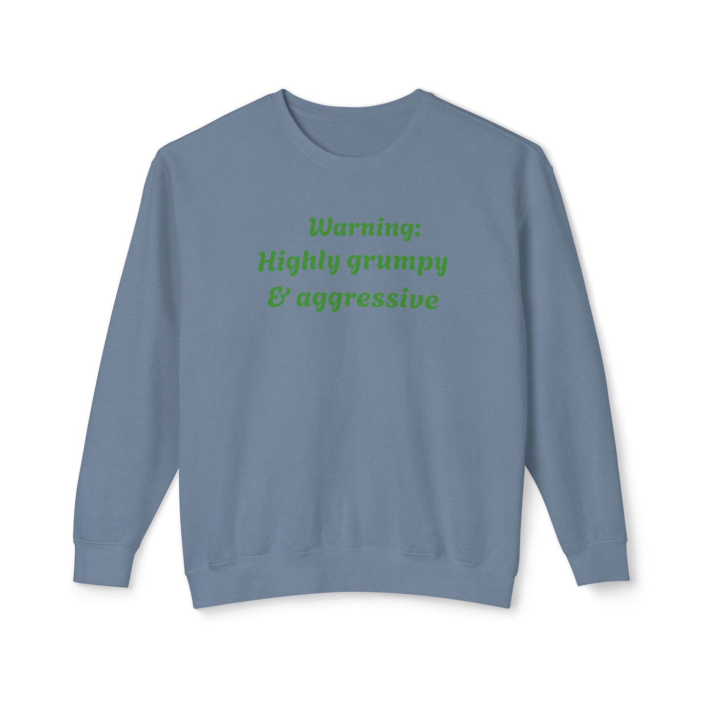 Arlith- Emerald Dragon – Aggressive Green Fantasy Dragon Art – Warning: Grumpy & Aggressive Crewneck – Mythical Creature– Dragon Lover Gift Unisex Crewneck