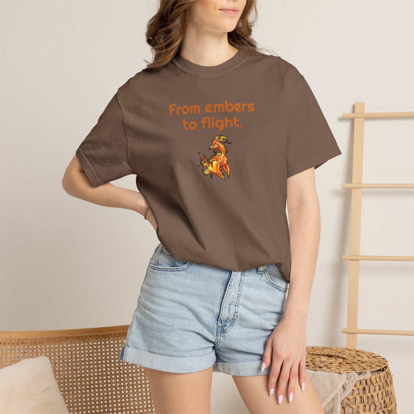 Chibi Cayene the Pheonix- Embers- Fantasy Bird Illustration- Majestic Phoenix- T-shirt