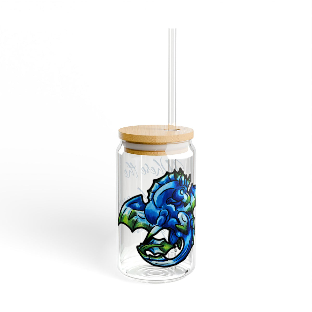 Chibi Water Dragon Art- Elemental- Aquatic Fantasy Creature- Glass Tumbler, 16oz