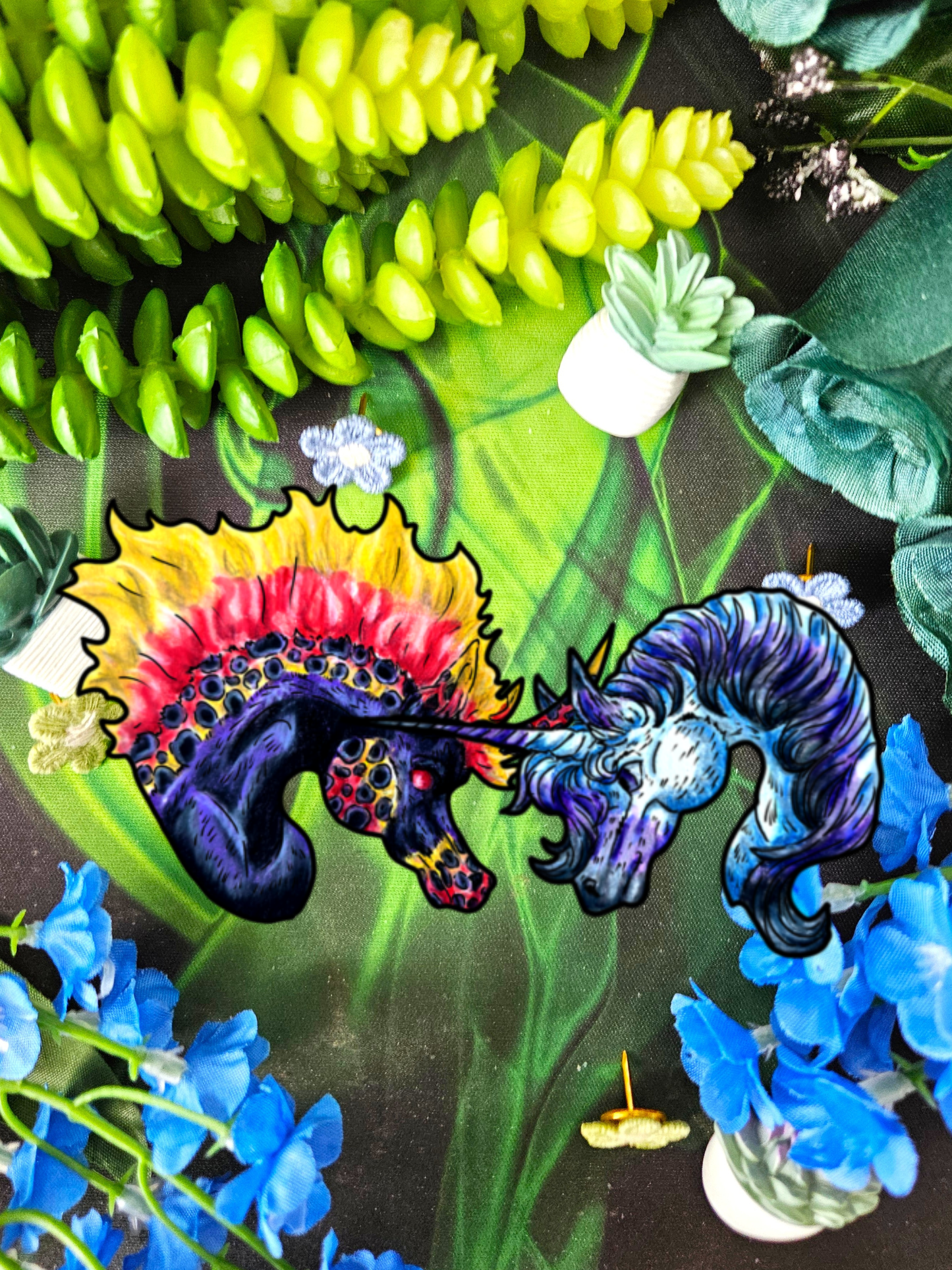 Unicorn & Nightmare Head Sticker