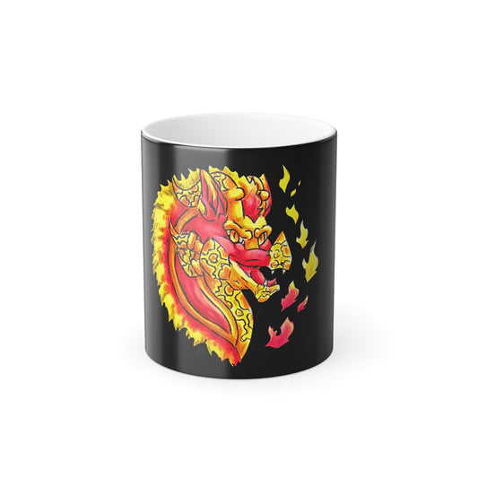 Cutesy Fire Dragon Head Color Morphing Mug, 11oz