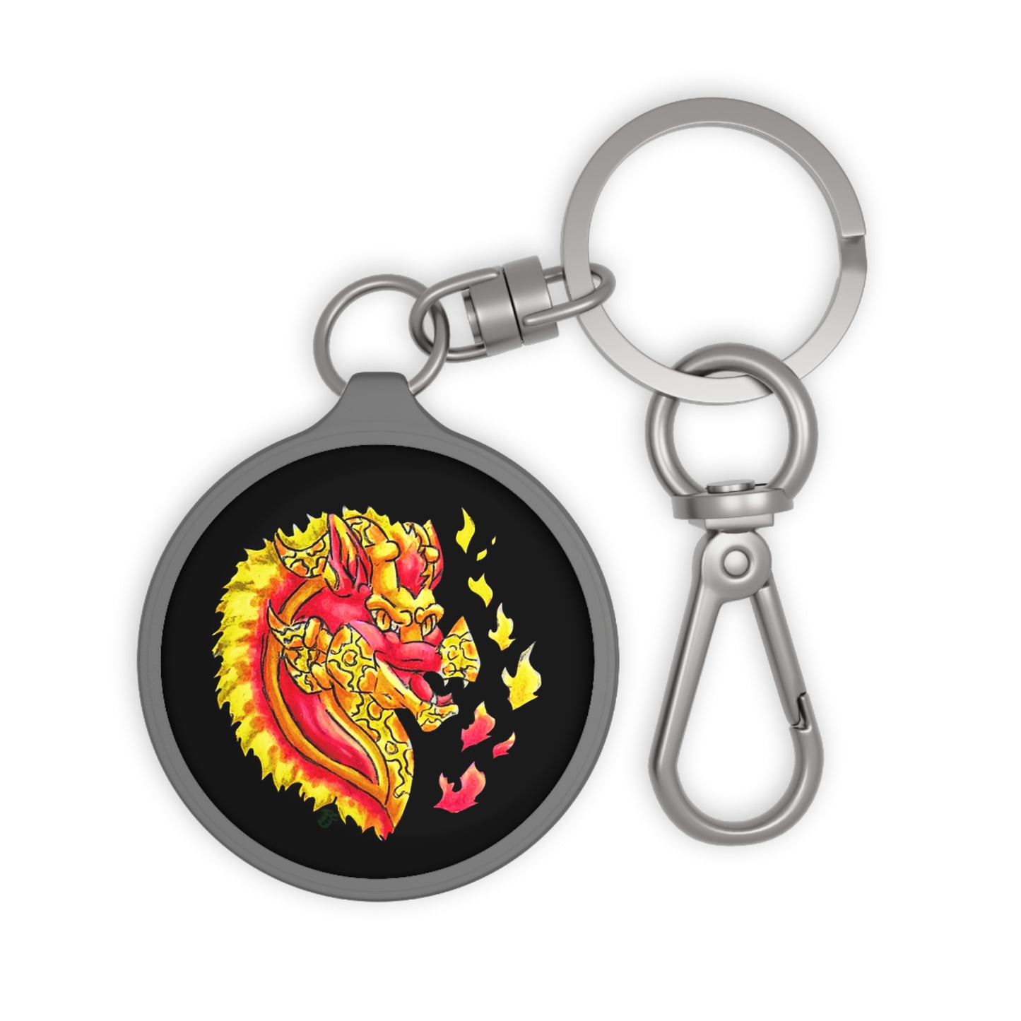 Cutesy Fire Dragon Head Keyring Tag