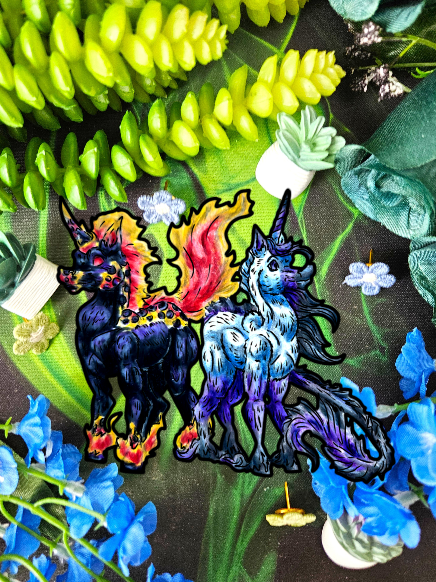 Unicorn & Nightmare Standing Sticker