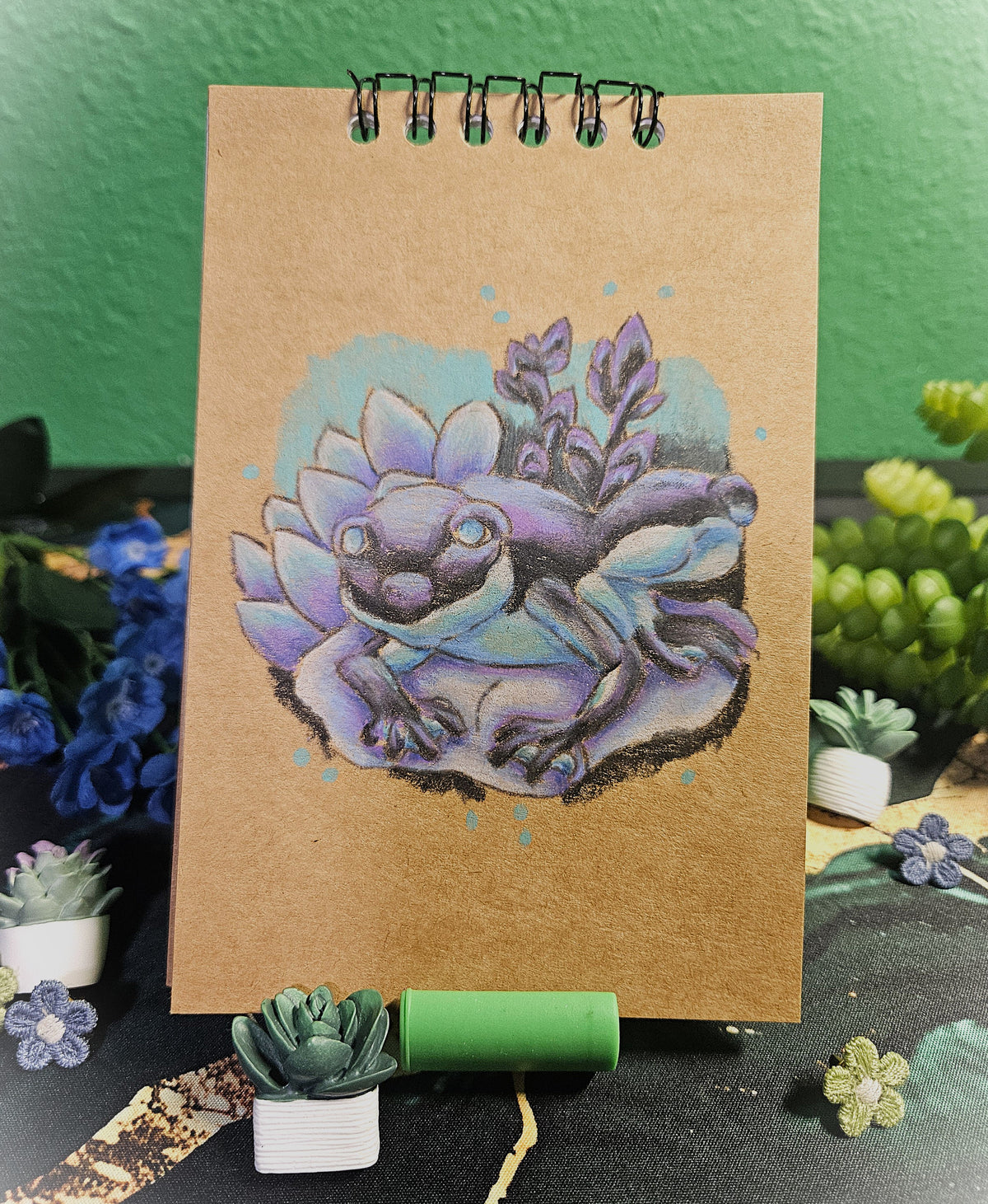 Small Handmade Sketchbook- Notebooks-Pocketbooks- Frog