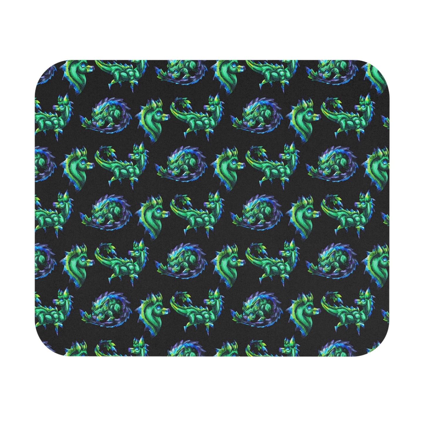 Chibi Arlathia the Hedgehog- Pattern- Green Creature Drawing - Cute Animal Illustration- Mousepad
