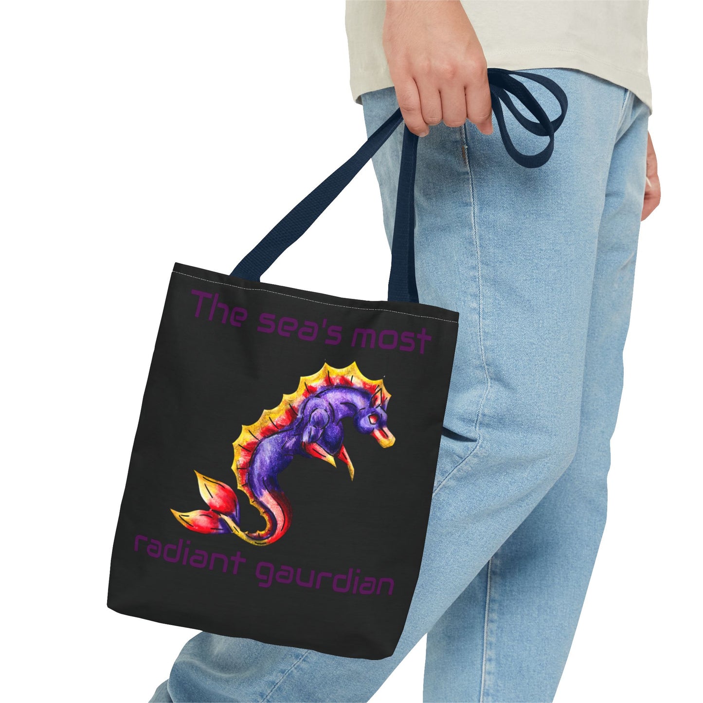 Chibi Sunset Hippocampus- Vibrant Ocean Fantasy Art- Marine Fantasy Illustration- Fantasy Ocean Art- Double-sided Tote Bag