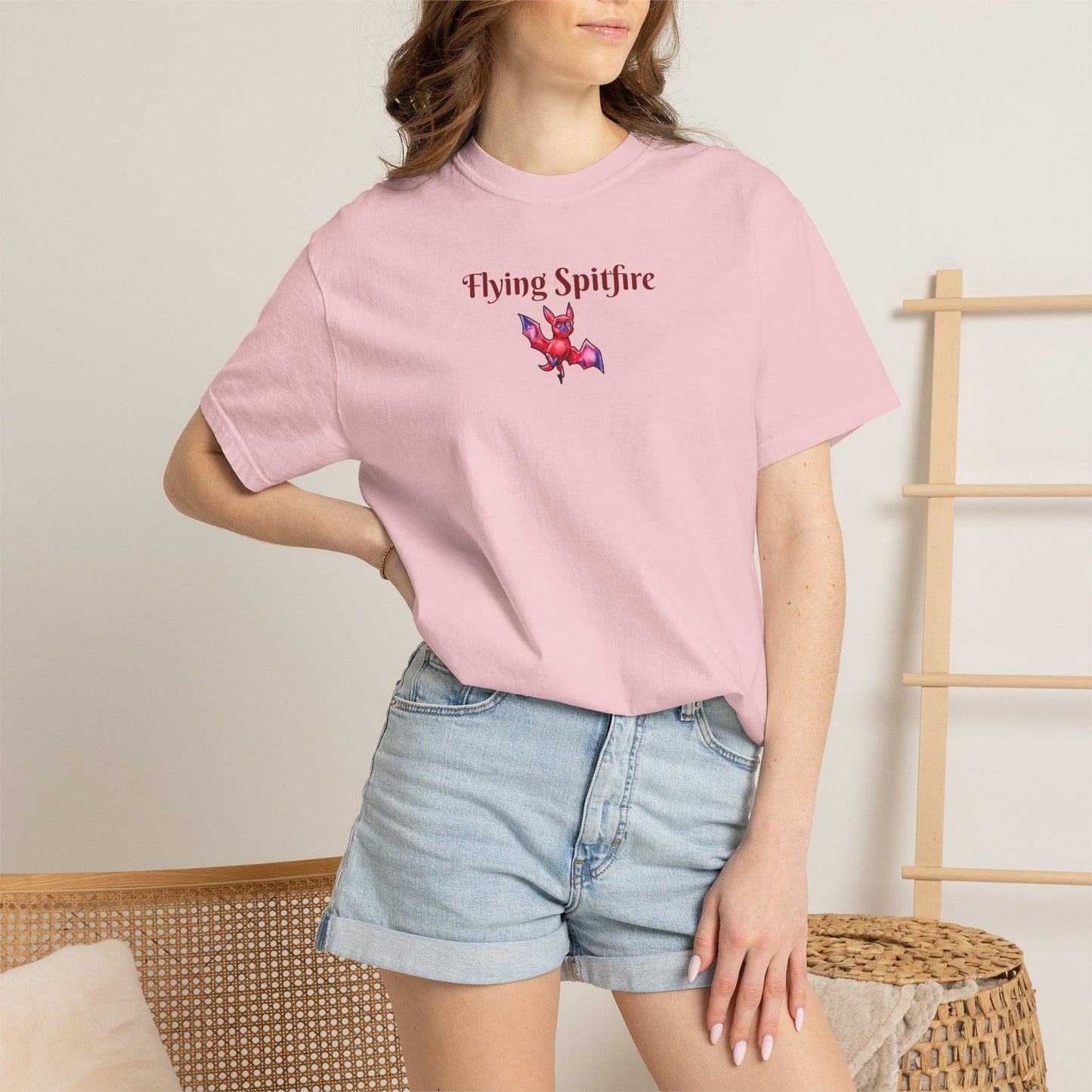 Chibi Myra the Bat- Flying Spitfire- Chibi Bat- Cute Animal -T-shirt