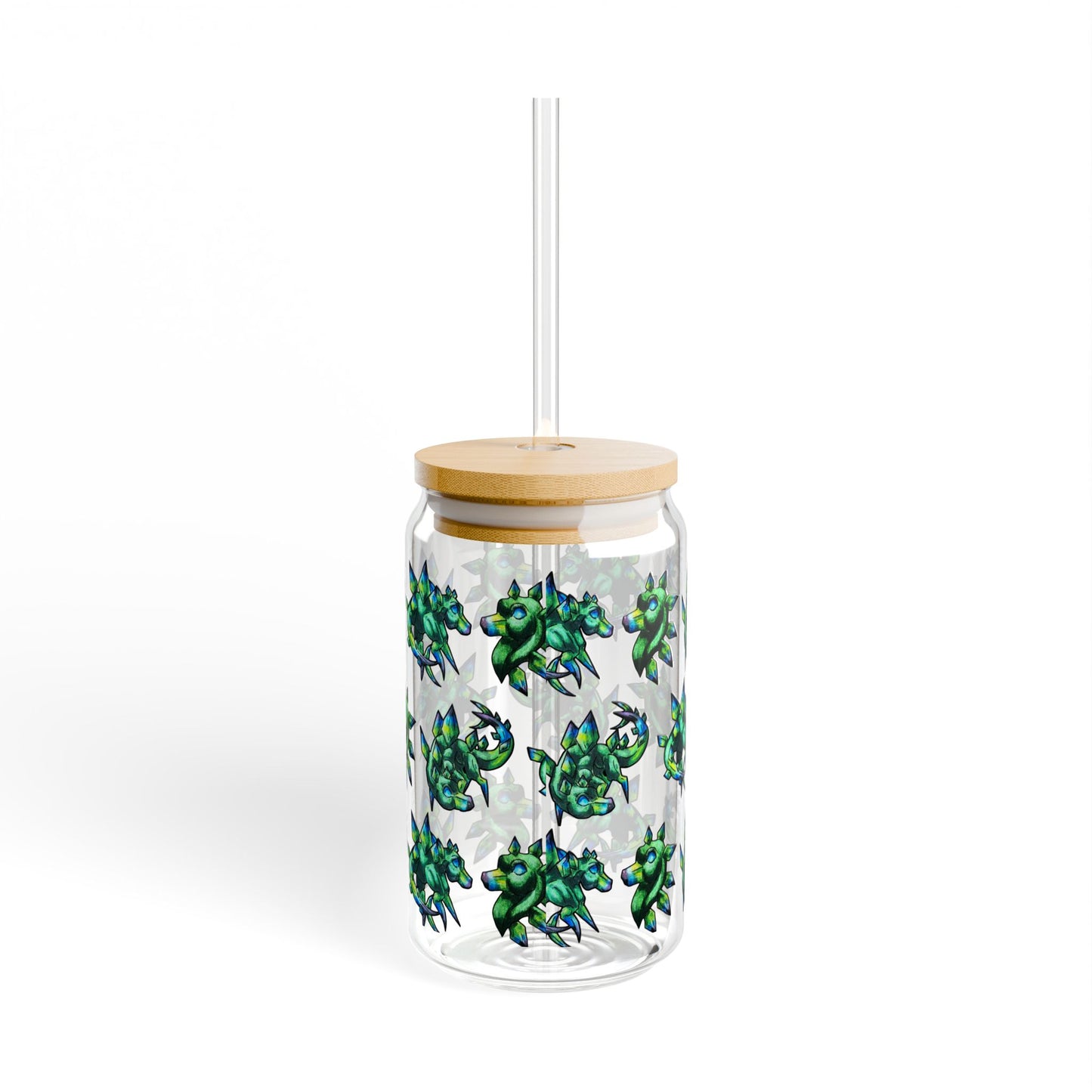 Chibi Arith the Stegosaurus Pattern- Chibi Dinosaur Art- Prehistoric Creature- Glass Tumbler 16oz