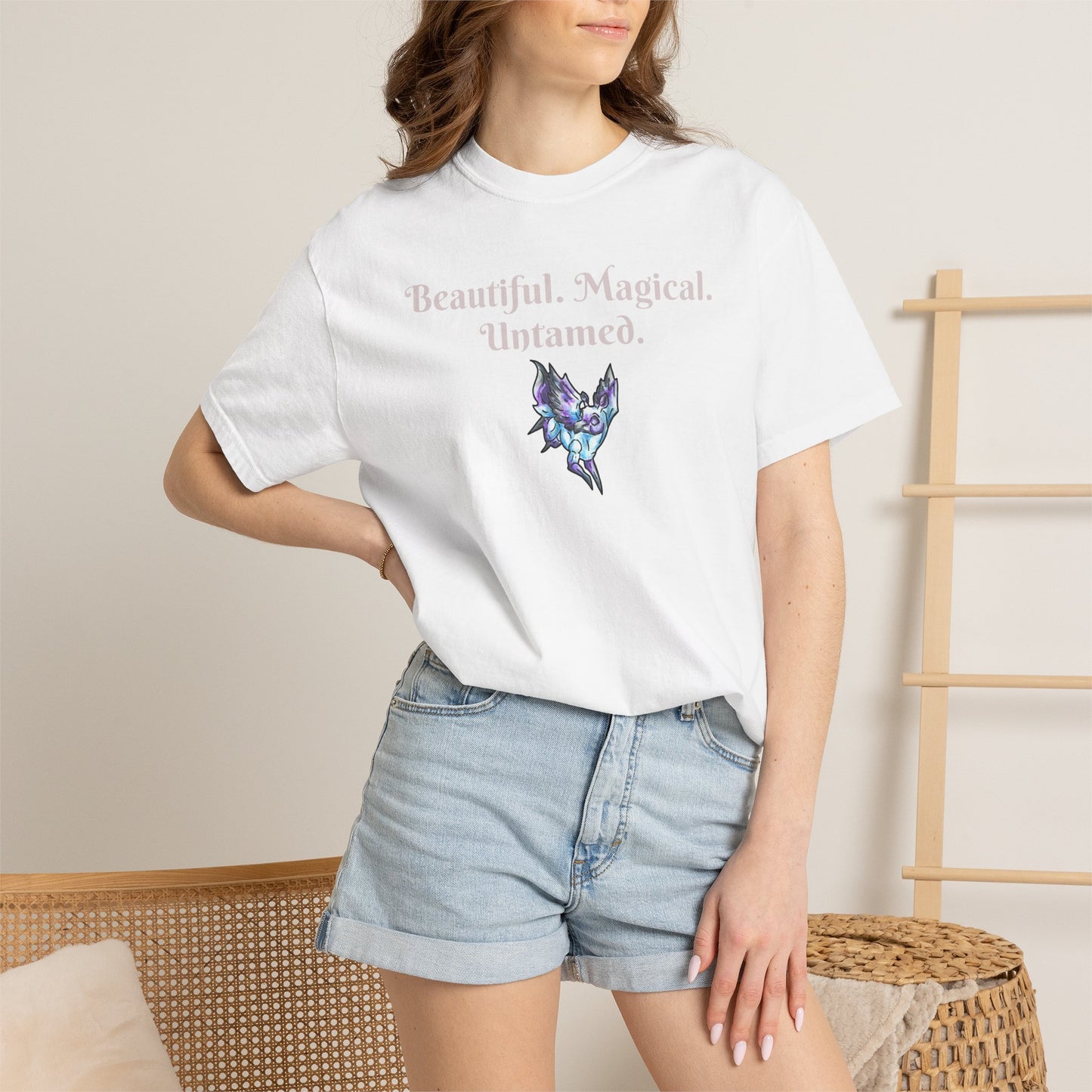 Chib Seleste the Peryton- Untamed- Fantasy Creature- White Deer Bird- T-shirt