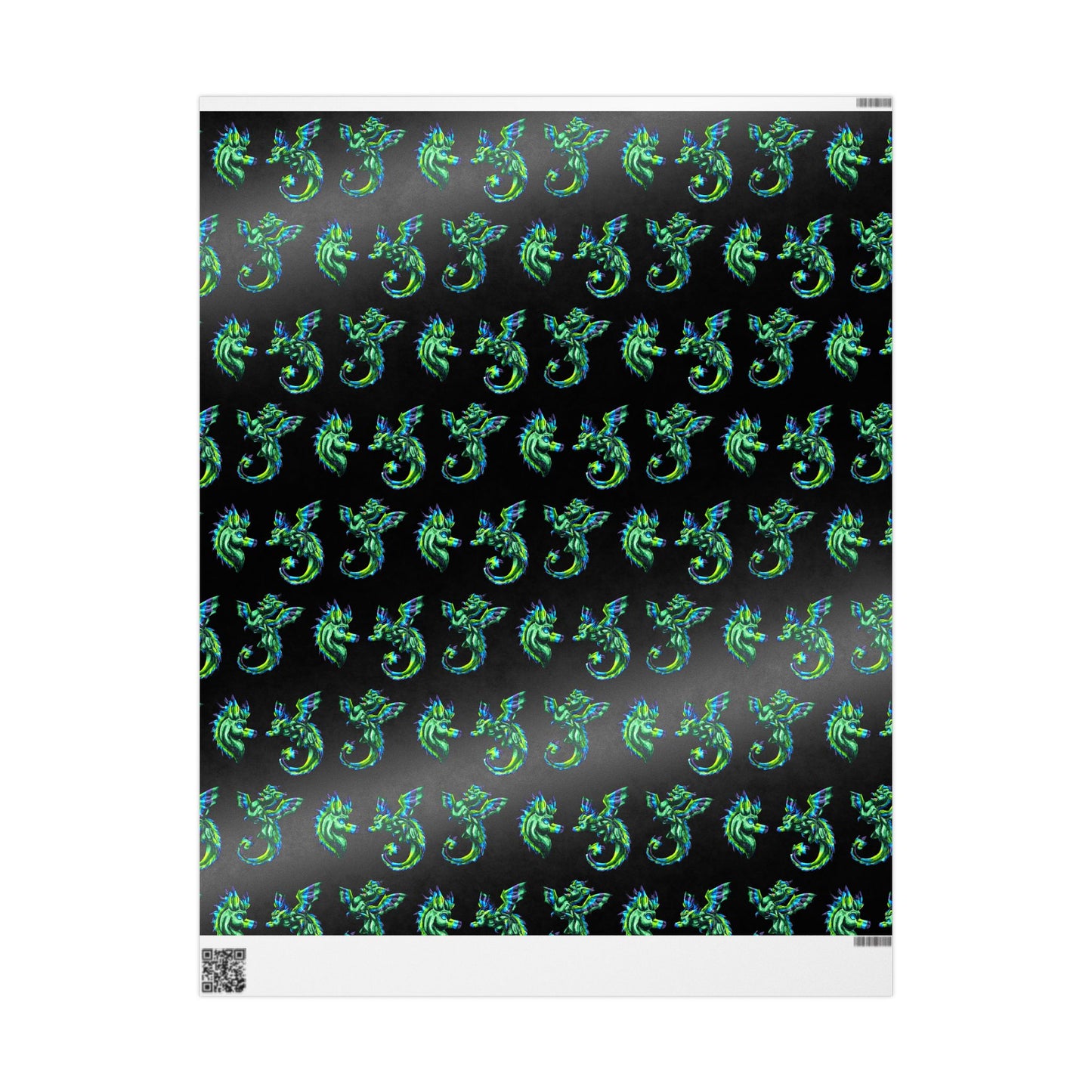 Arlith- Emerald Chibi Dragon – Aggressive Green Fantasy Chibi Dragon Art – Dragon Pattern – Mythical Creature  – Dragon Lover Gift Pattern Gift Wrap Sheets