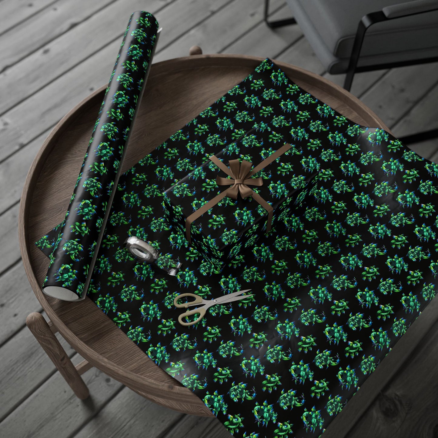 Chibi Arith the Stegosaurus Pattern - Chibi Dinosaur Art- Prehistoric Creature- Wrapping Paper