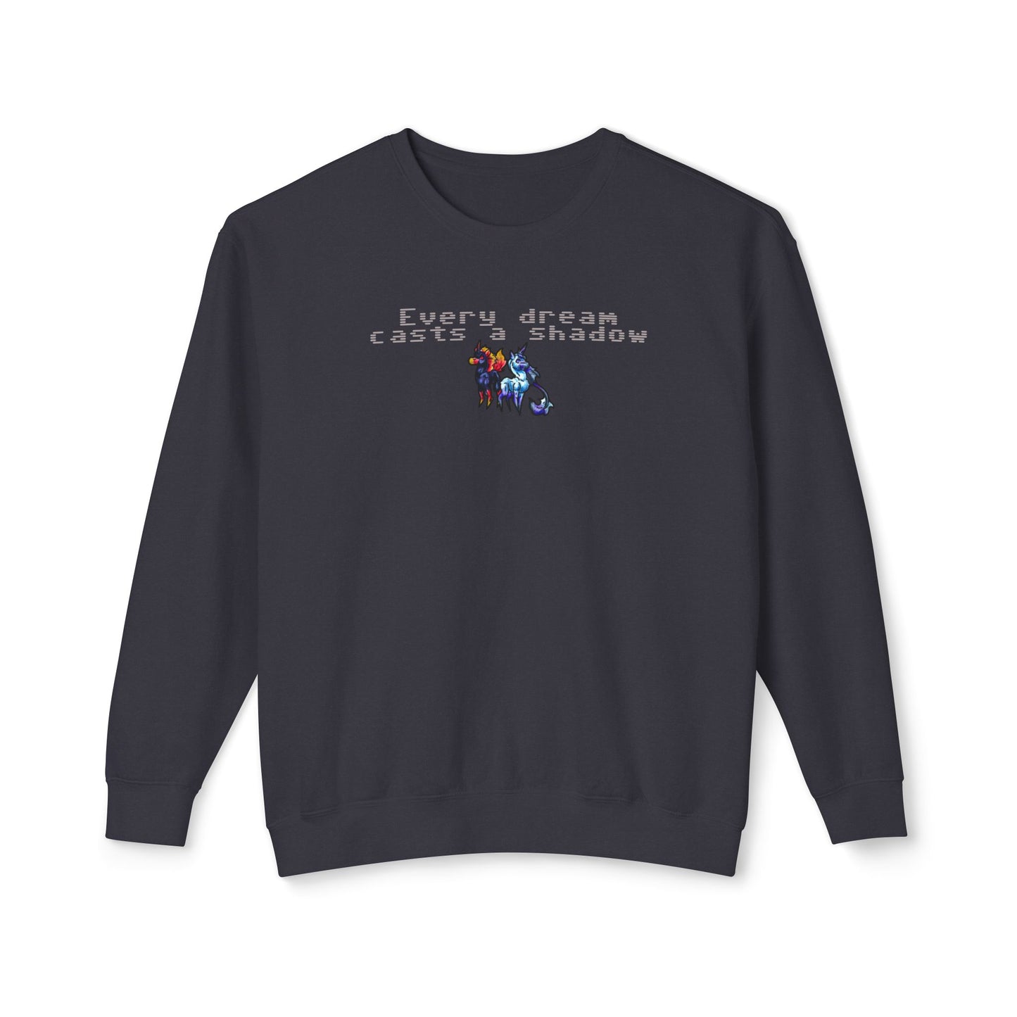Chibi Dream and Nightmare Unicorn- Dream & Shadow- Celestial Nightmare- Duality– Light and Dark Fantasy- Crewneck