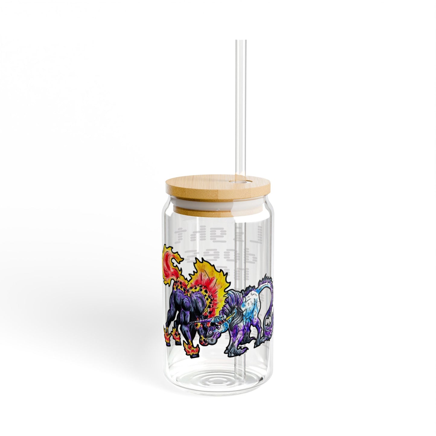 Dream and Nightmare Unicorn- Light & Shadow- Celestial Nightmare- Duality– Light and Dark Fantasy- Glass Tumbler 16oz