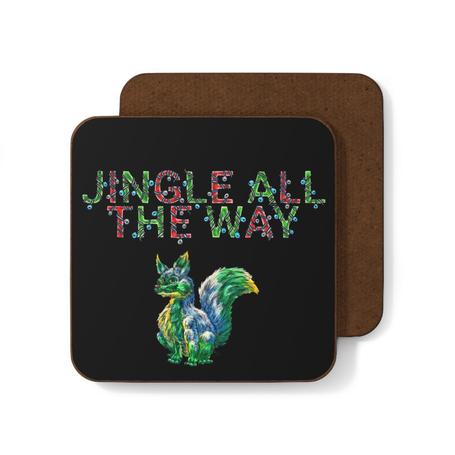 Jingle the Fox Hardboard Back Coaster