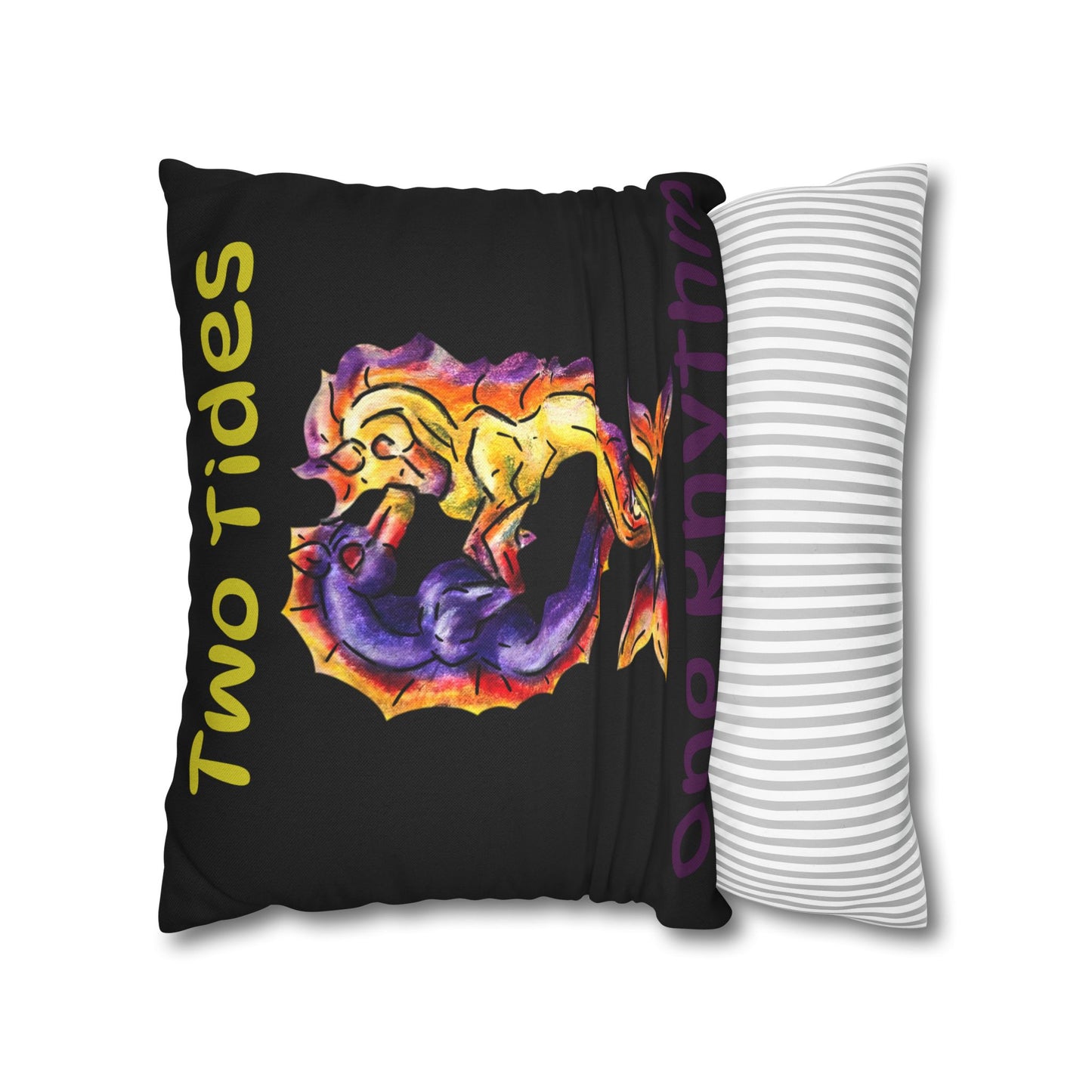 Chibi Dual Hippocampus – Dual Ocean Fantasy Art – Hippocampus Pair -Pillow Cover