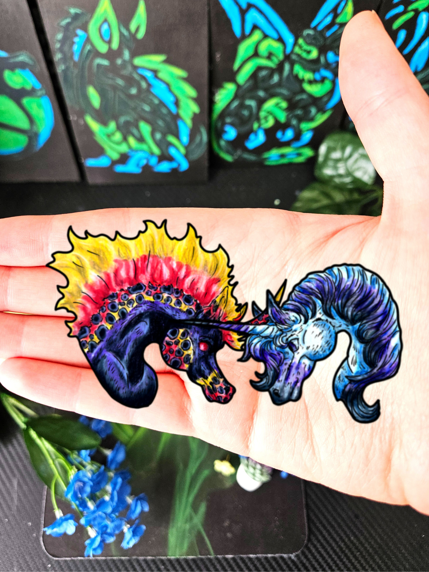 Unicorn & Nightmare Head Sticker