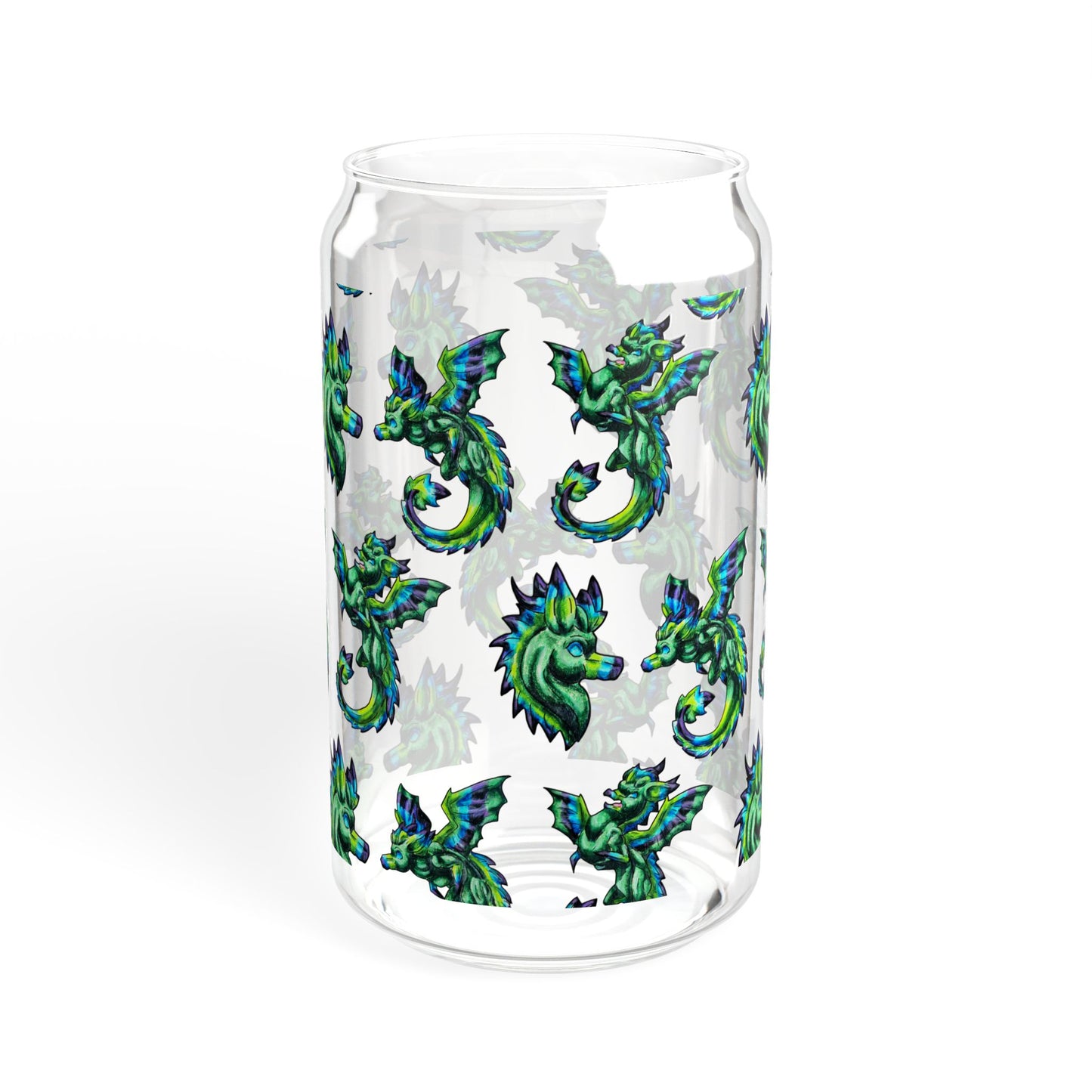 Arlith- Emerald Chibi Dragon –  Aggressive Green Fantasy Chibi Dragon Art – Dragon Pattern – Mythical Creature– Dragon Lover Gift Sipper Glass, 16oz