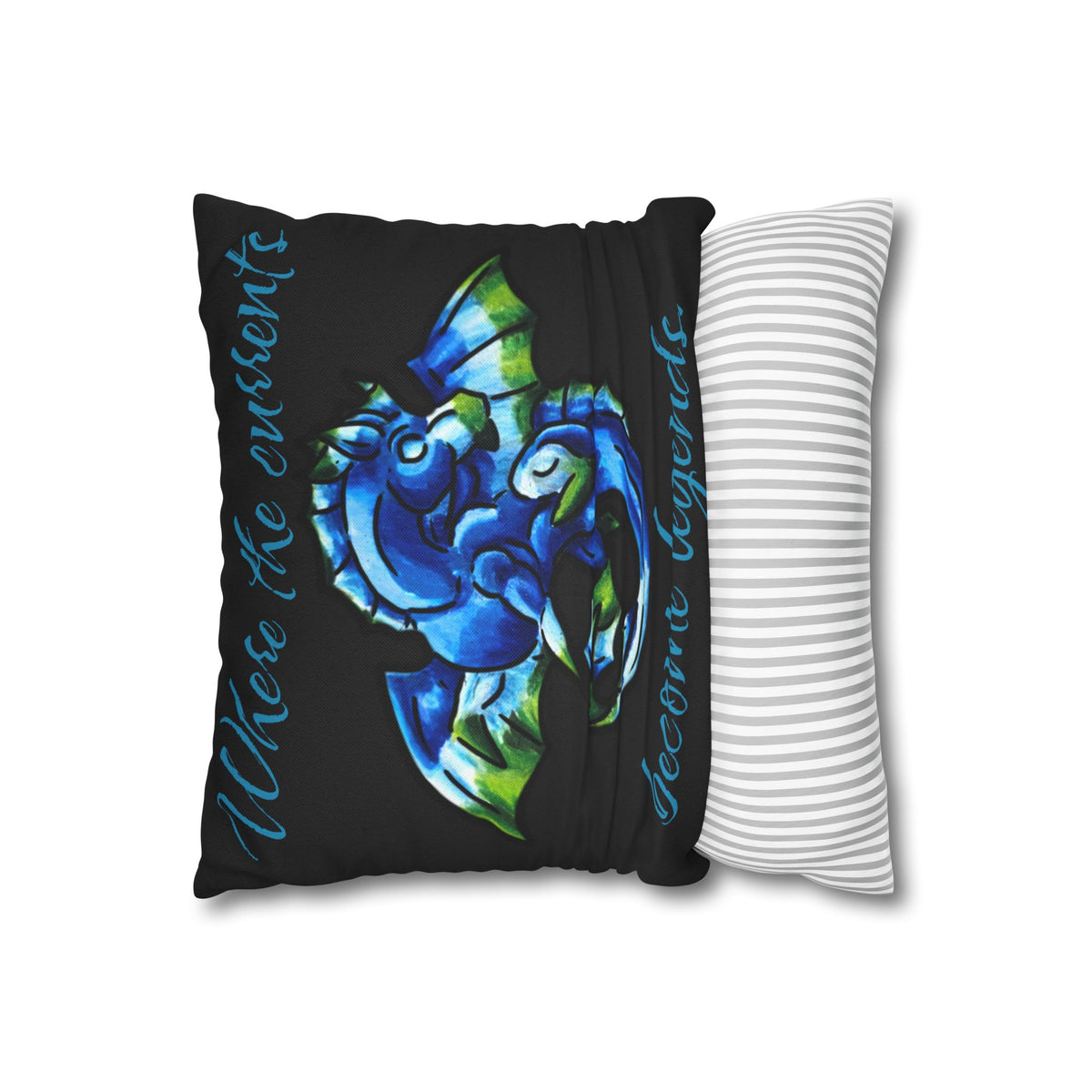 Chibi Water Dragon Art- Elemental- Aquatic Fantasy Creature- Double-Sided Pillow Case