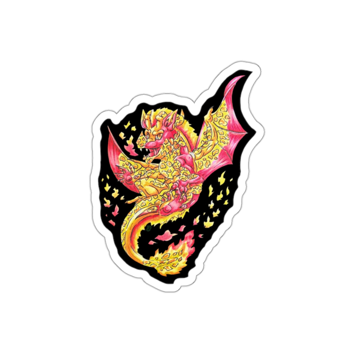 Cutesy Fire Dragon Float Kiss-Cut Stickers