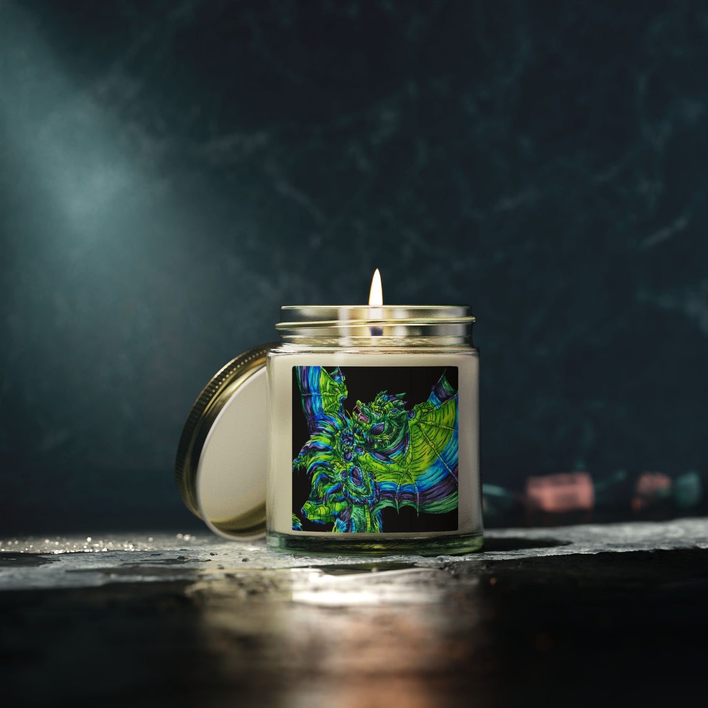 Arlith- Emerald Dragon – Aggressive Green Fantasy Dragon Art – Mythical Creature Decor – Dragon Lover Gift Scented Candles