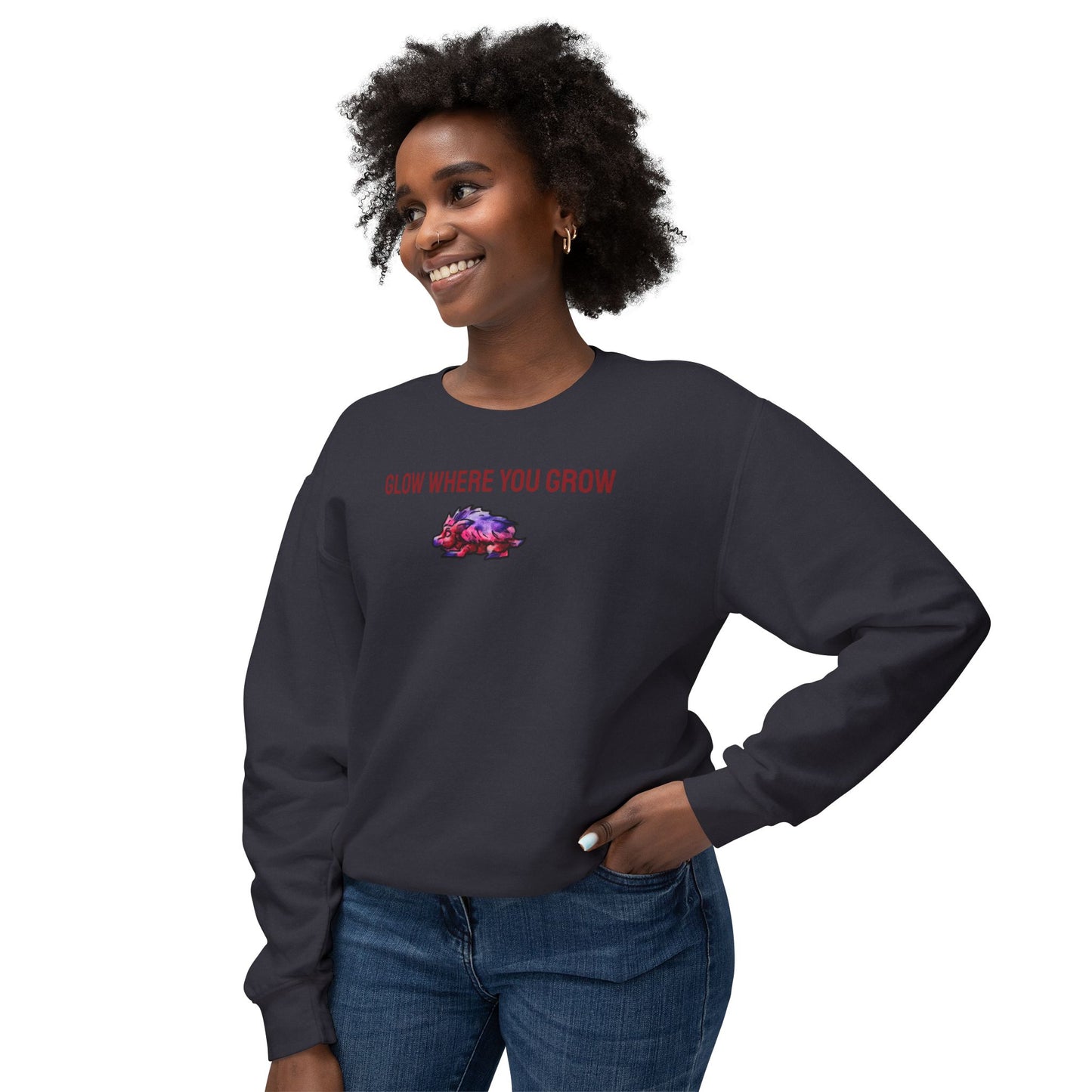 Chibi Azalea the Hedgehog- Glow- Chibi Hedgehog- Cute Animal - Crewneck