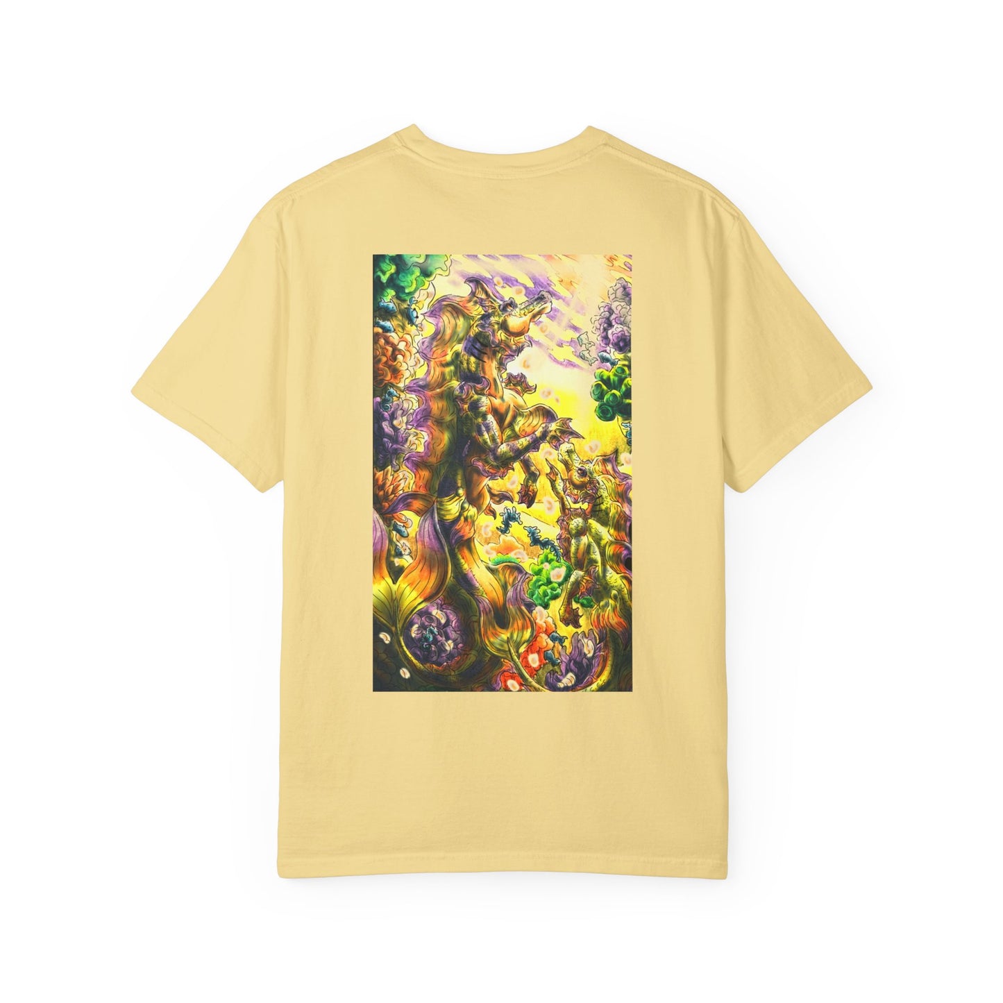 Team Sunrise Hippocampus – Golden Ocean Fantasy Art – Warm Fantasy Sea Creature Art- T-shirt