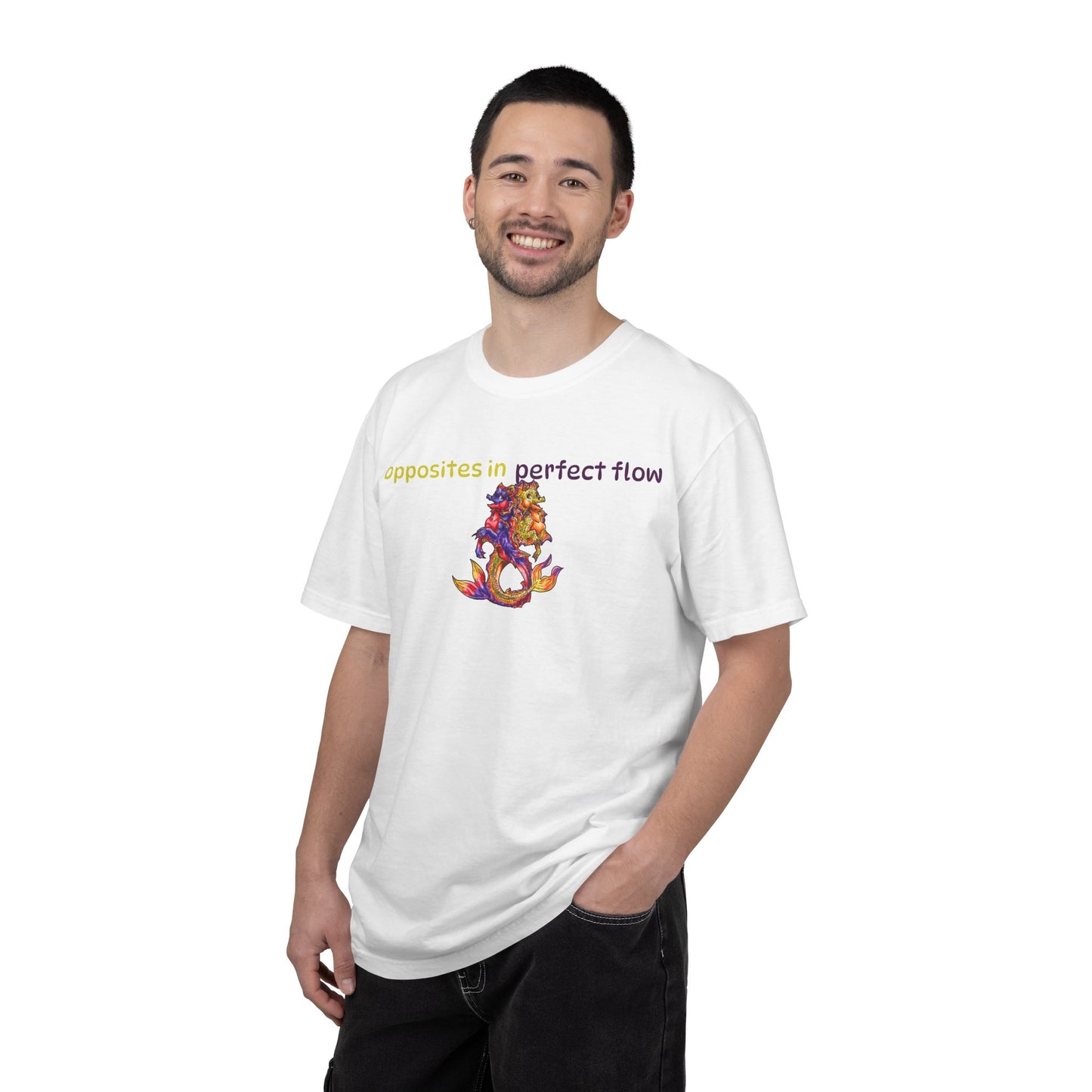 Baby Dual Hippocampus – Opposite Flow- Dual Ocean Fantasy Art – Hippocampus Pair- T Shirt
