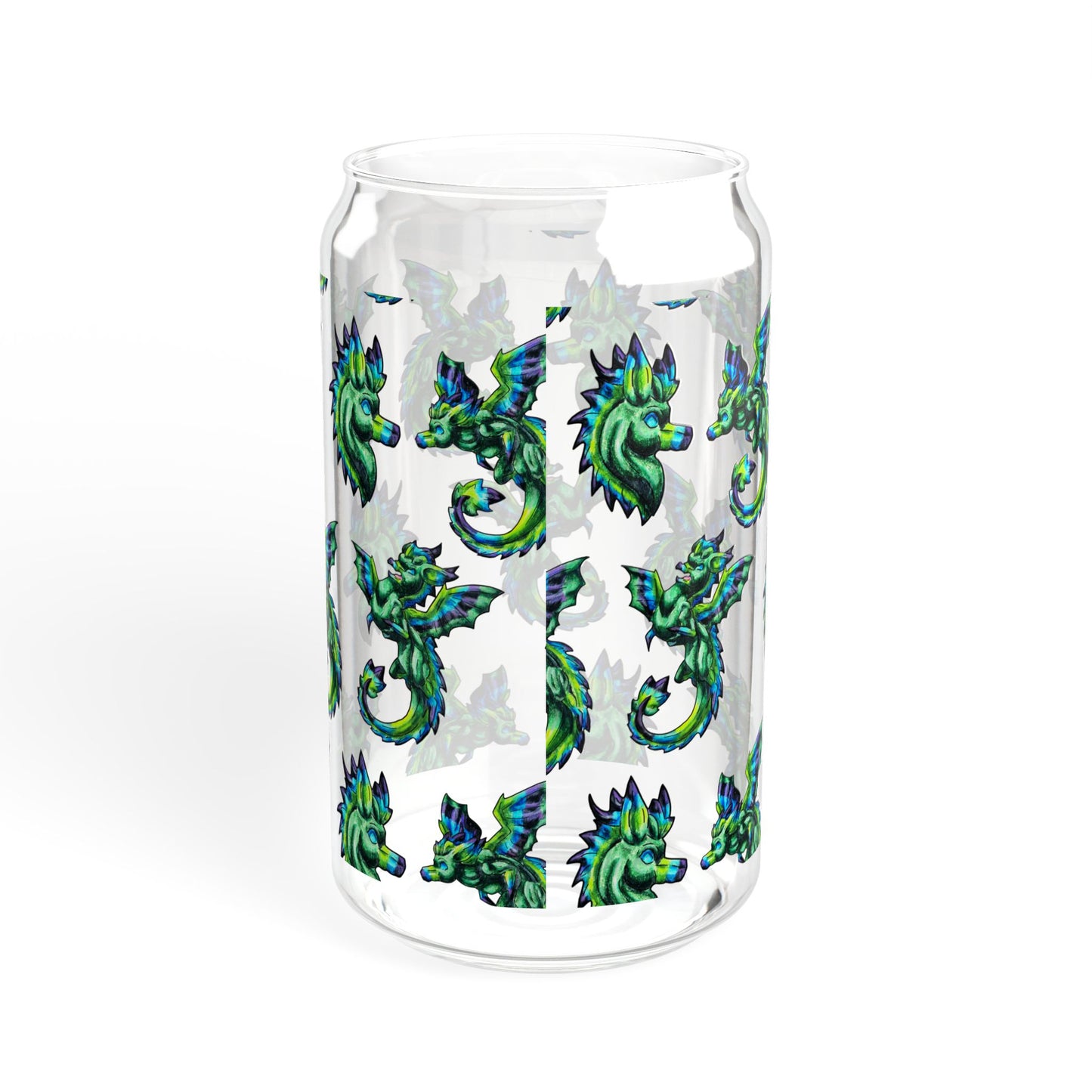 Arlith- Emerald Chibi Dragon –  Aggressive Green Fantasy Chibi Dragon Art – Dragon Pattern – Mythical Creature– Dragon Lover Gift Sipper Glass, 16oz