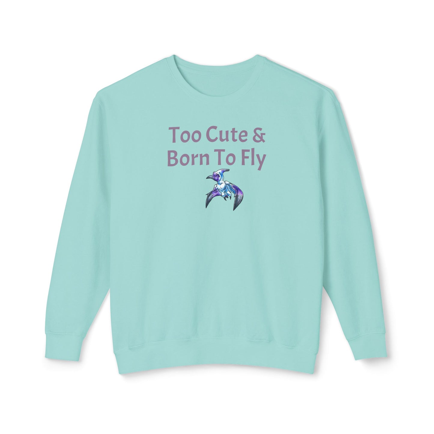 Siln - Too Cute – Pterodactyl Art - Flying Dinosaur Illustration - Dino Lover gift - Unisex Crewneck