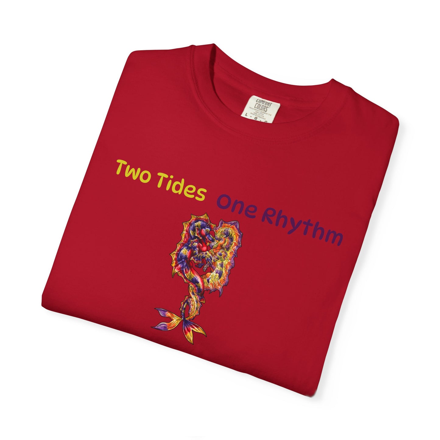 Dual Hippocampus – Two Rhythms- Dual Ocean Fantasy Art – Hippocampus Pair- T Shirt