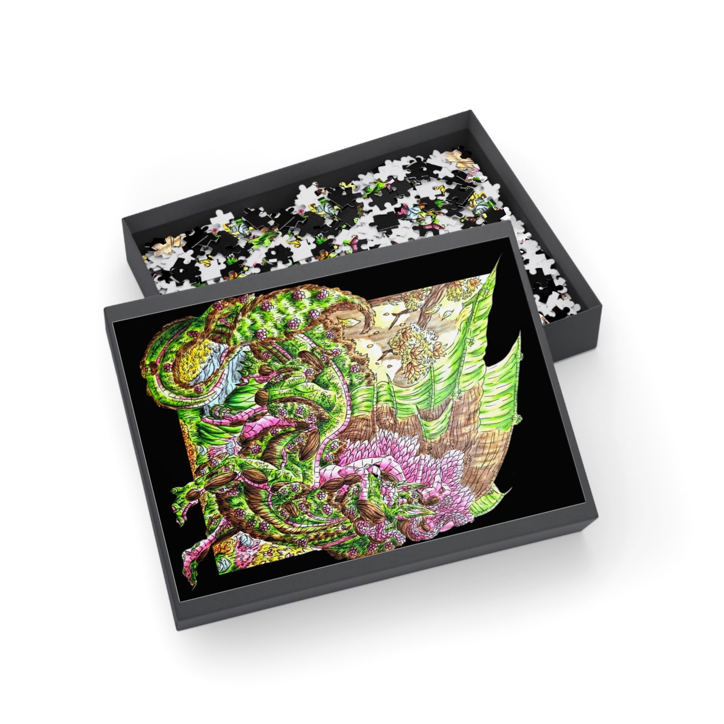 Spring Dragon- Fantasy Nature- Mythical Creature- Forest Guardian Art - Dragon Lover Gift- Puzzle