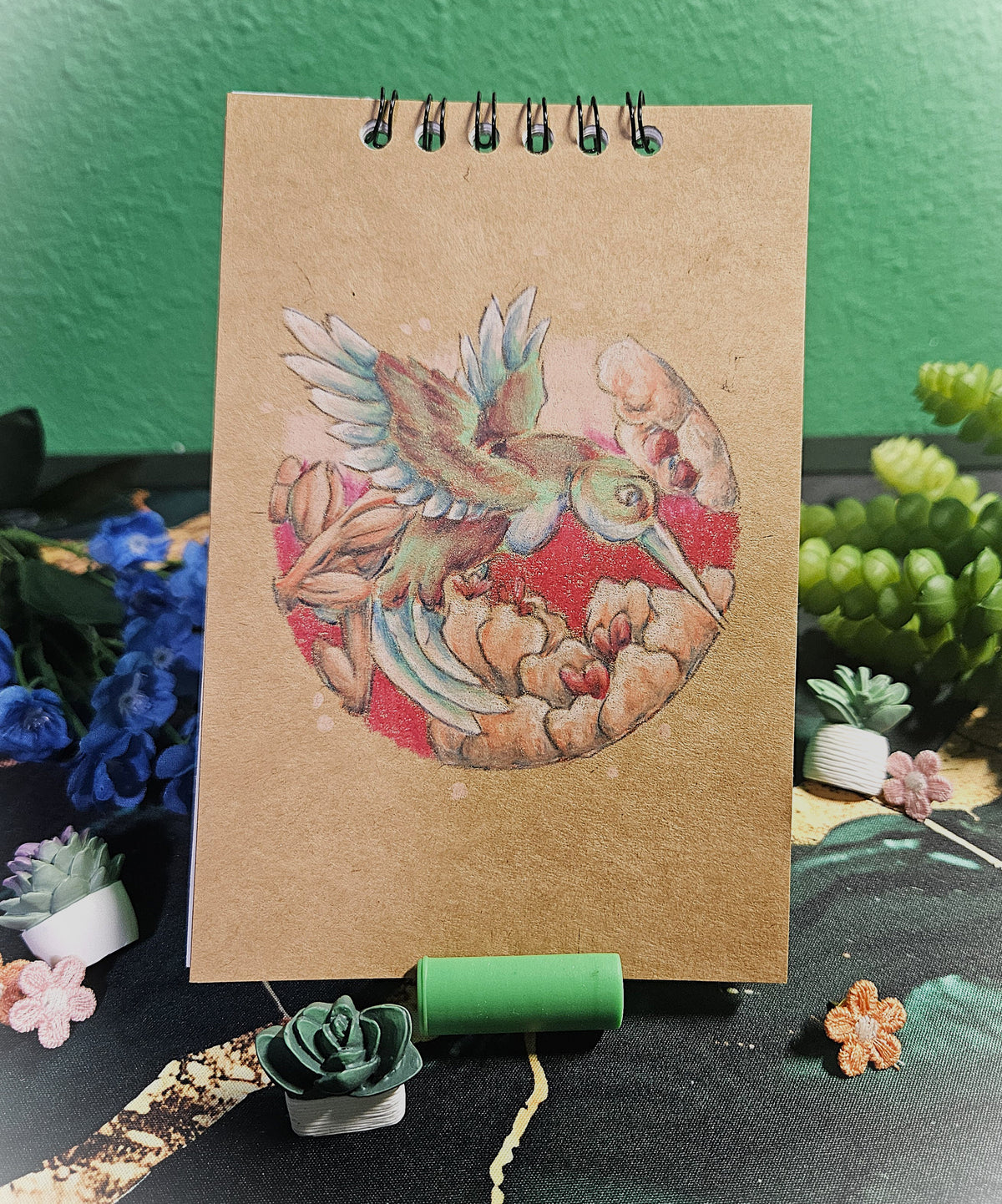 Small Handmade Sketchbook- Notebooks-Pocketbooks- Humming Bird