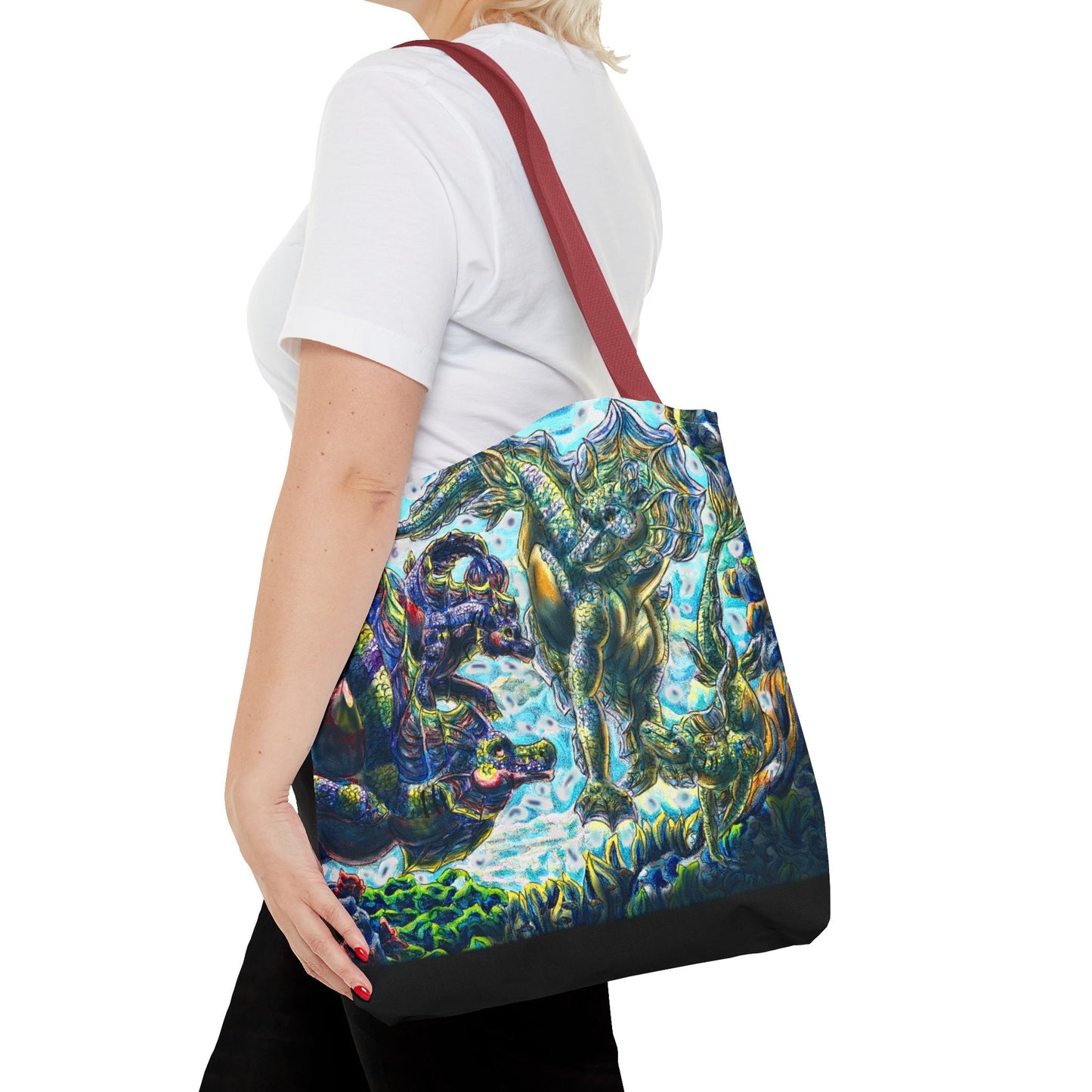 Dual Hippocampus – Dual Ocean Fantasy Art – Hippocampus Pair- Two-Toned Tote