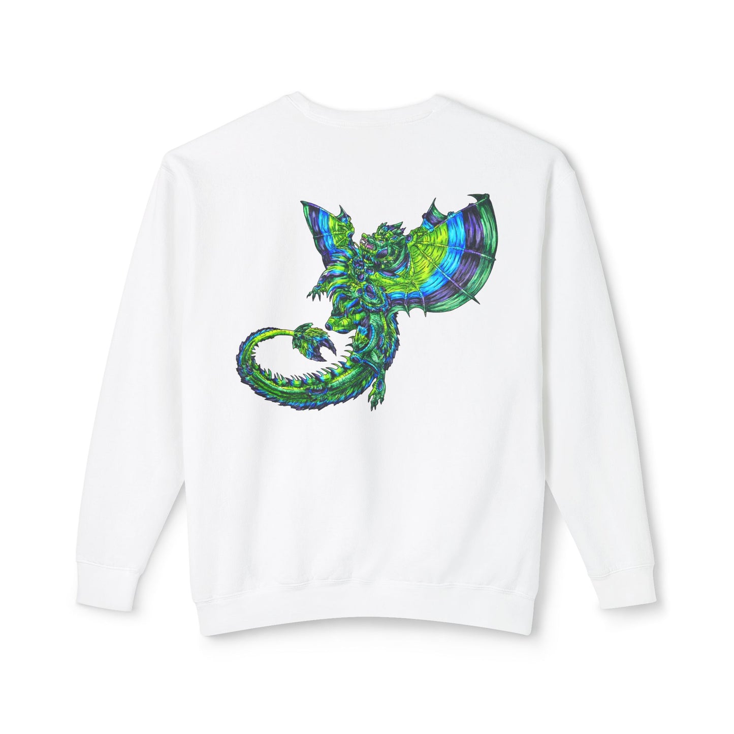 Arlith- Emerald Dragon – Aggressive Green Fantasy Dragon Art – Warning: Grumpy & Aggressive Crewneck – Mythical Creature– Dragon Lover Gift Unisex Crewneck