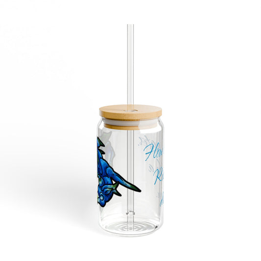 Chibi Water Dragon Art- Flow- Elemental- Aquatic Fantasy Creature- Glass Tumbler, 16oz