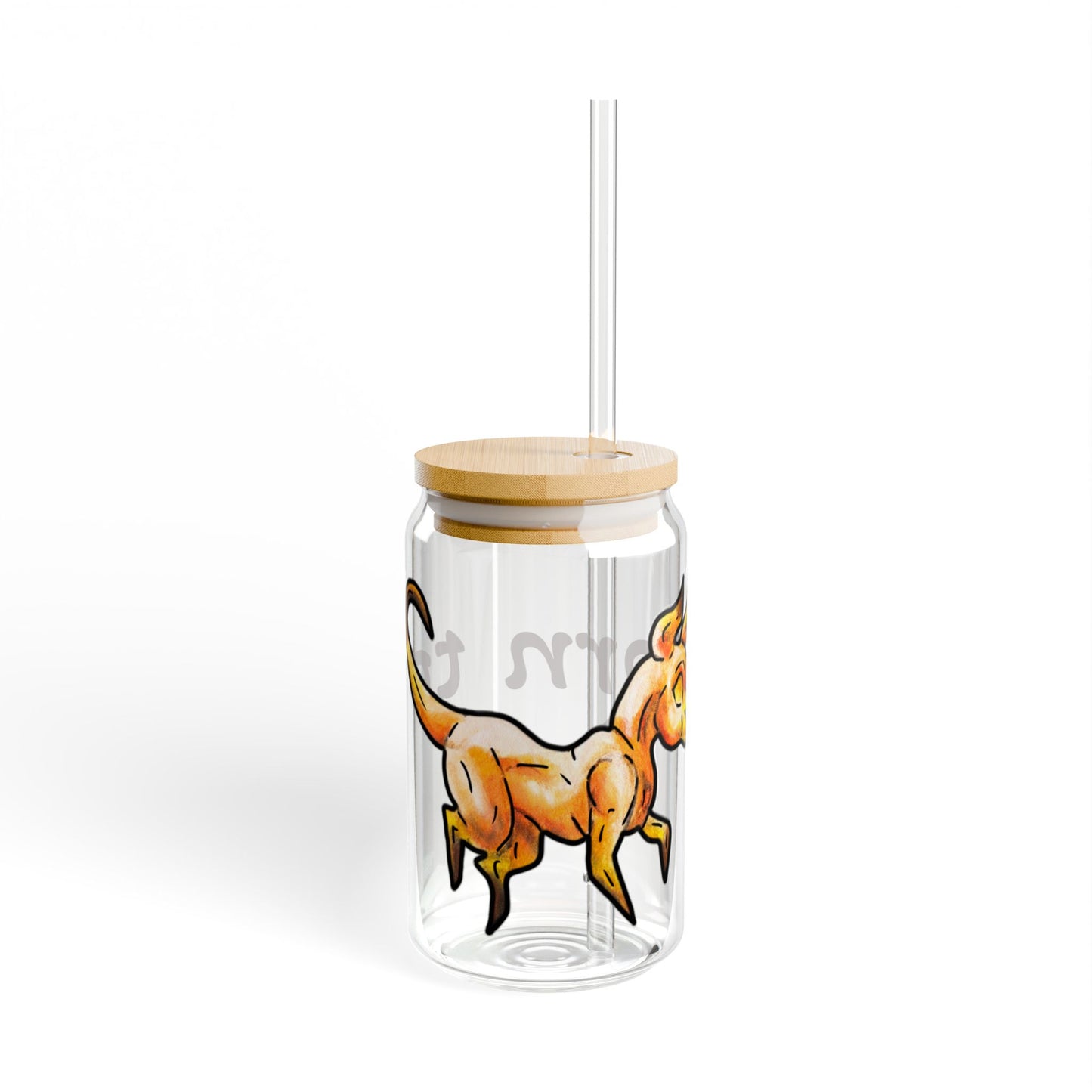 Caenin - Born to Run - Chibi Orange Dog – Warm Fantasy Dog Art – Fantasy Creature Decor – Dog Lover Gift - Sipper Glass, 16oz