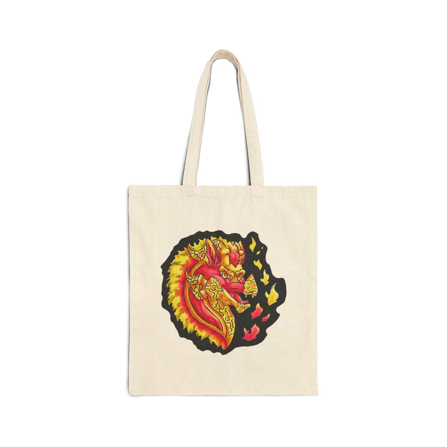 Fire Dragon Heads Cotton Canvas Tote Bag