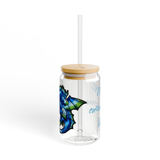 Chibi Water Dragon Art- Elemental- Aquatic Fantasy Creature- Glass Tumbler, 16oz