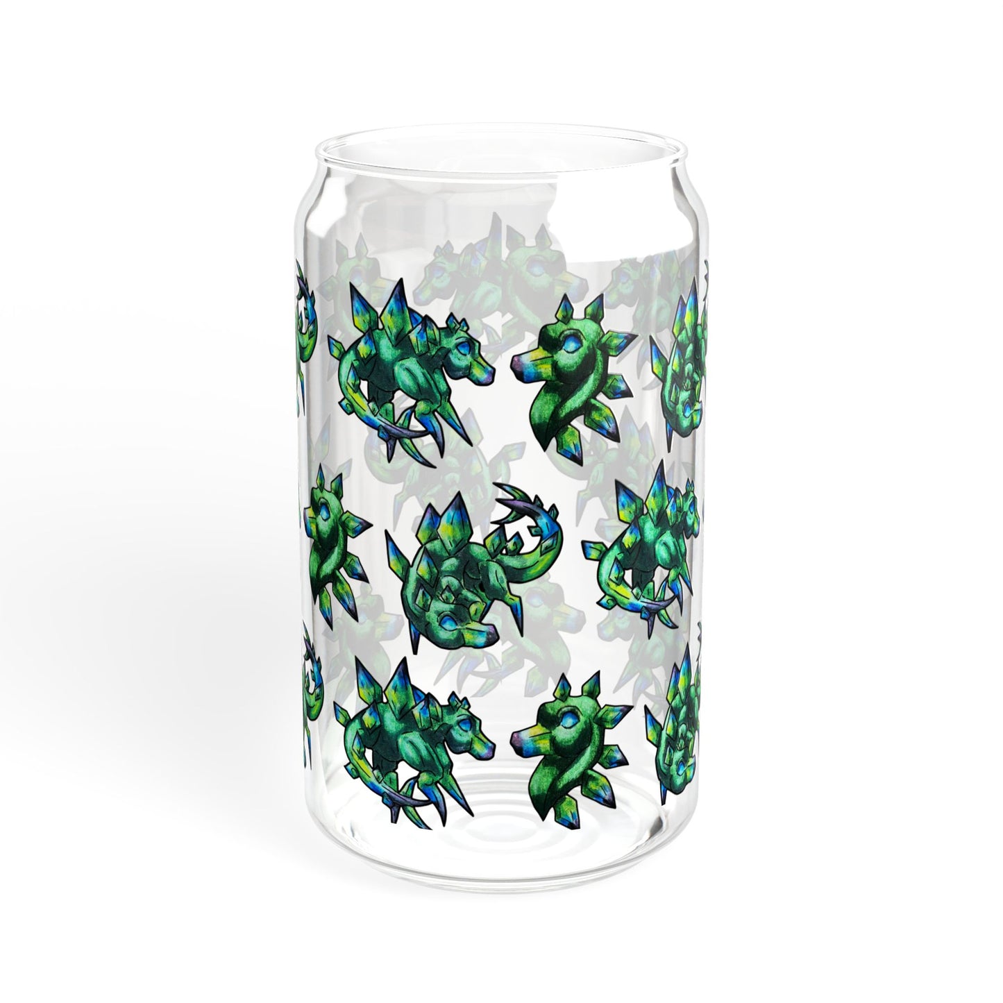 Chibi Arith the Stegosaurus Pattern- Chibi Dinosaur Art- Prehistoric Creature- Glass Tumbler 16oz