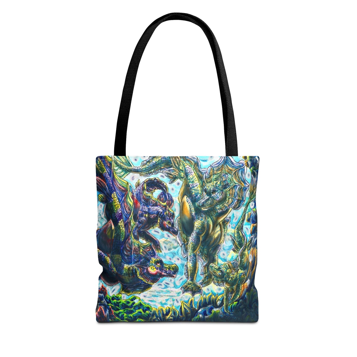 Dual Hippocampus – Dual Ocean Fantasy Art – Hippocampus Pair- Two-Toned Tote