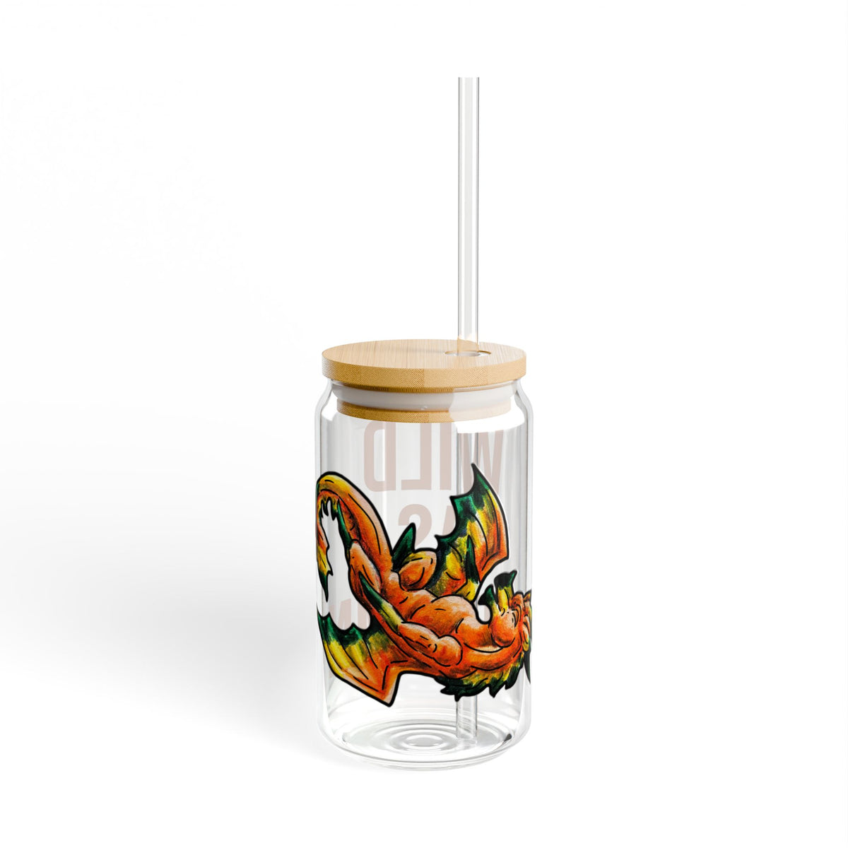 Chibi Fall Dragon- Wild- Autumn Fantasy- Glass Tumbler, 16oz