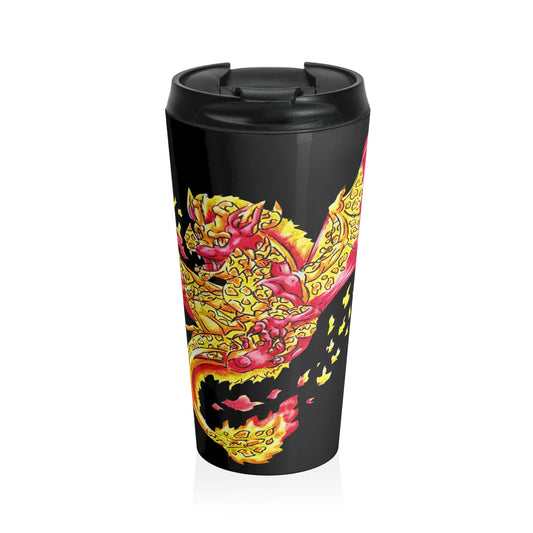 Cutesy Fire Dragon Float Stainless Steel Travel Mug