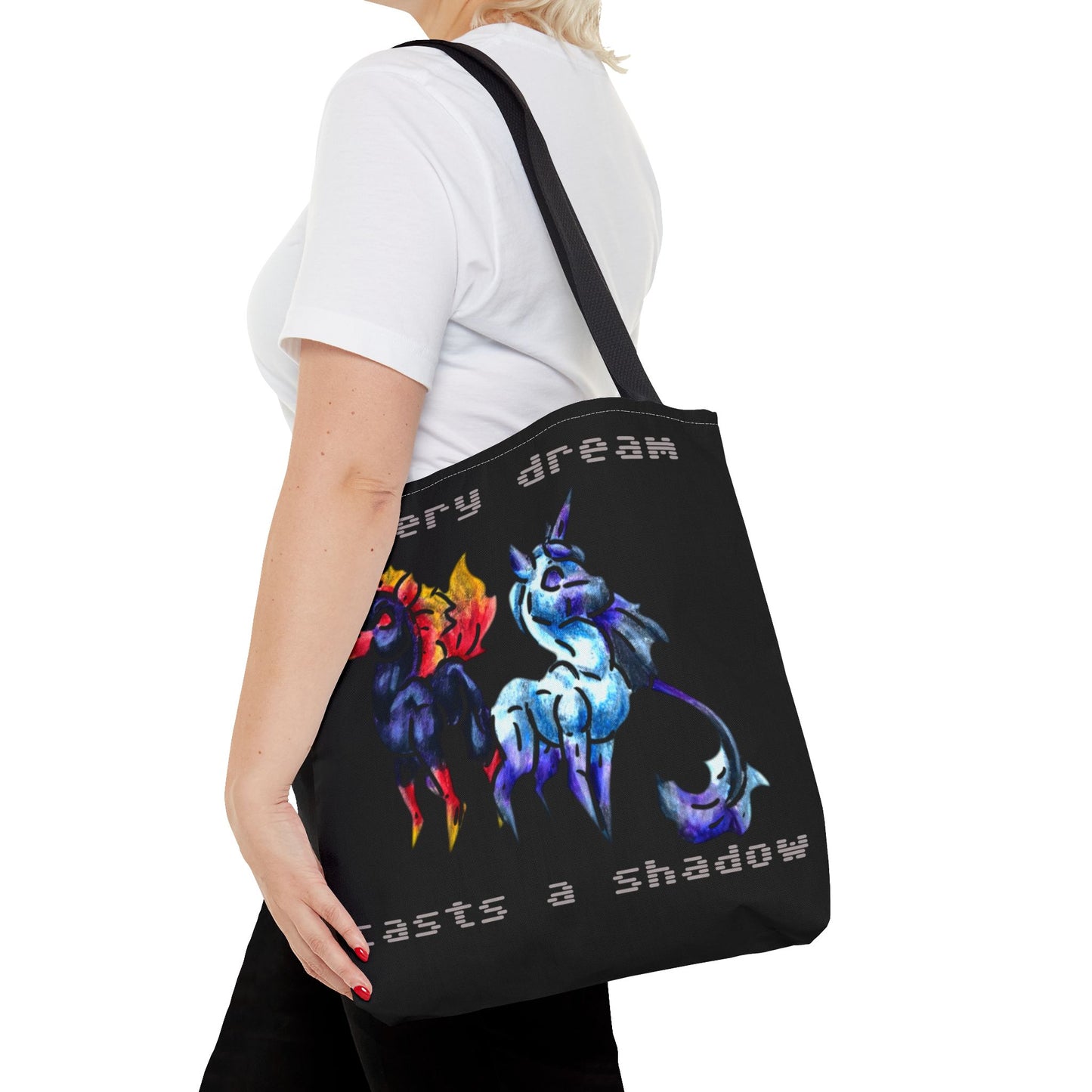 Chibi Dream and Nightmare Unicorn- Celestial Nightmare- Duality– Light and Dark Fantasy- Double-Sided Tote Bag
