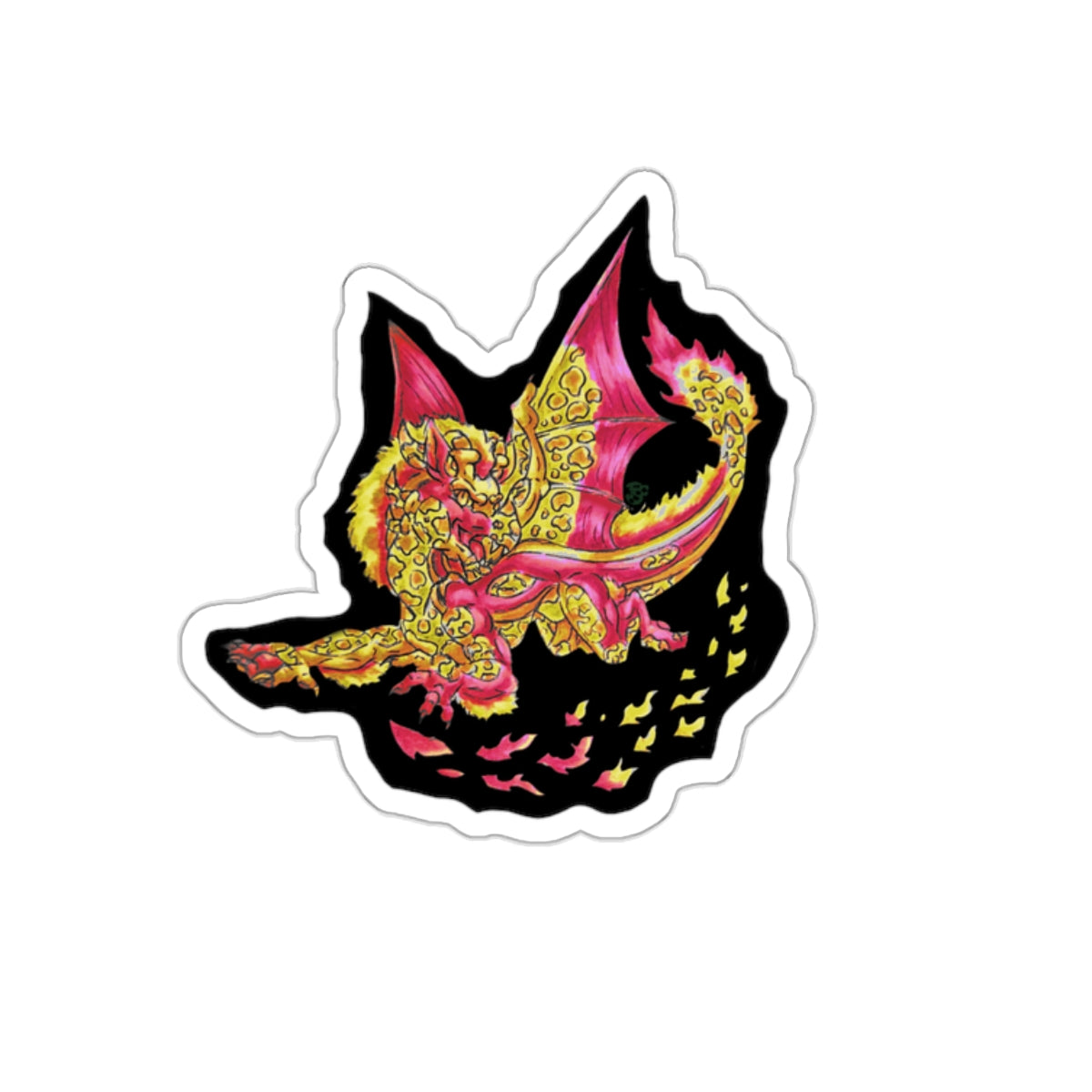 Cutesy Fire Dragon Fly Kiss-Cut Stickers