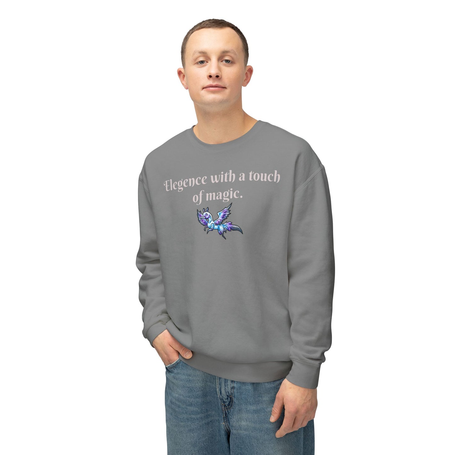 Chib Seleste the Peryton- Elegance- Fantasy Creature- White Deer Bird- Crewneck