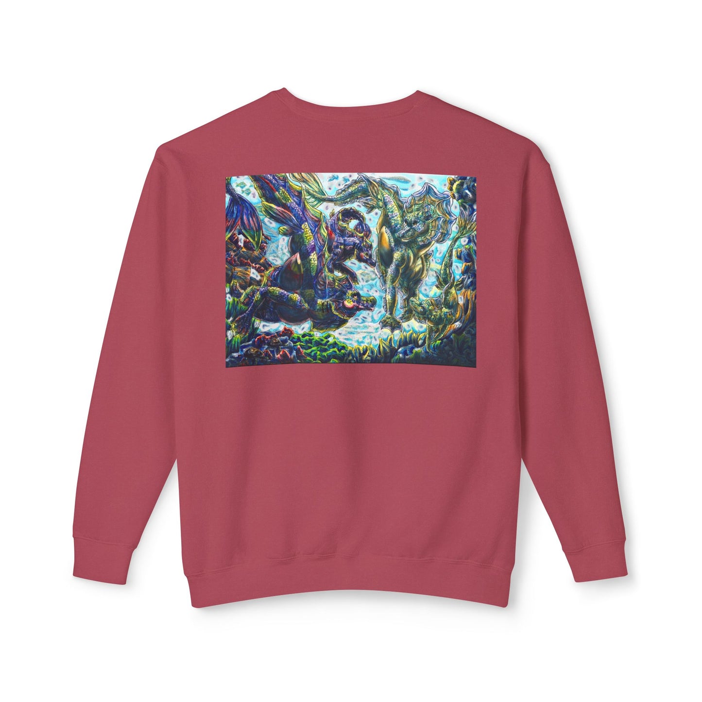 Dual Hippocampus – Dual Ocean Fantasy Art – Hippocampus Pair- Unisex Crewneck
