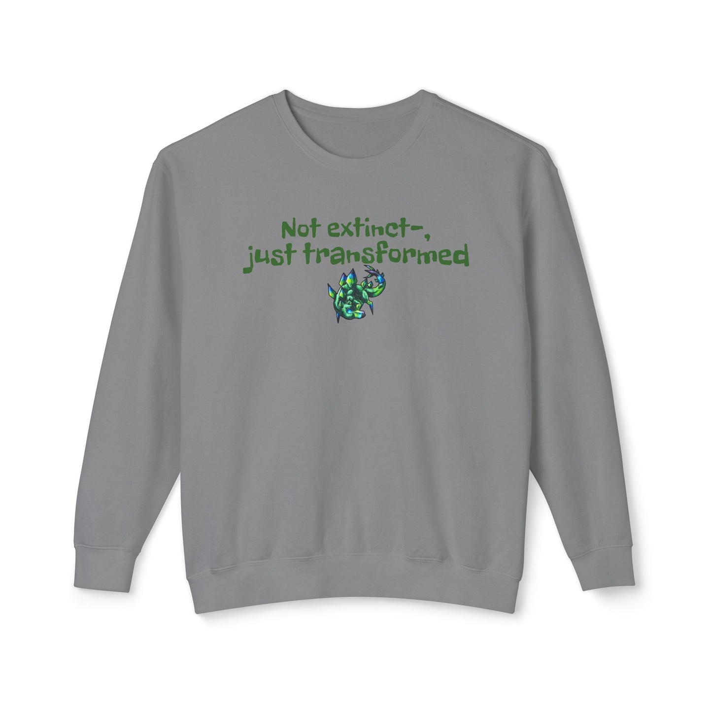 Chibi Arith the Stegosaurus-Not extinct, transformed- Chibi Dinosaur Art- Prehistoric Creature - Unisex Crewneck