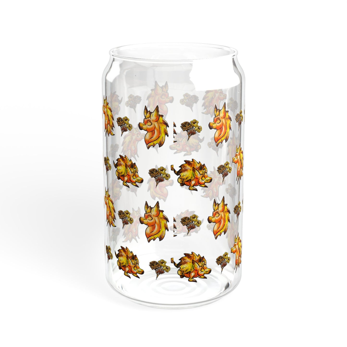Minis Aster the Fall Hedgehog Pattern Sipper Glass, 16oz