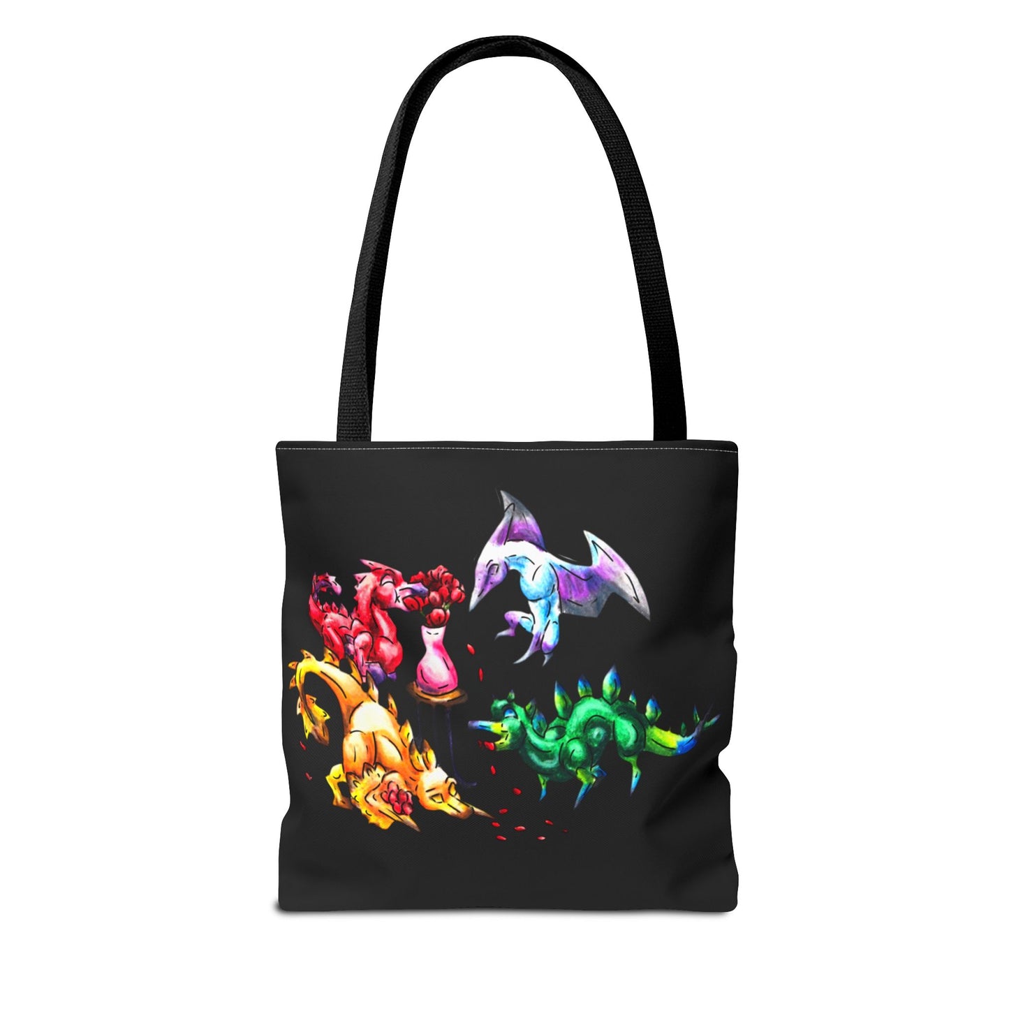 Valentine Cuties- Dinosaur Groupings – Chibi Fantasy Animal Art – Valentine's Day Art – Dinosaur Decor – Valentine Lover Gift- Tote Bag